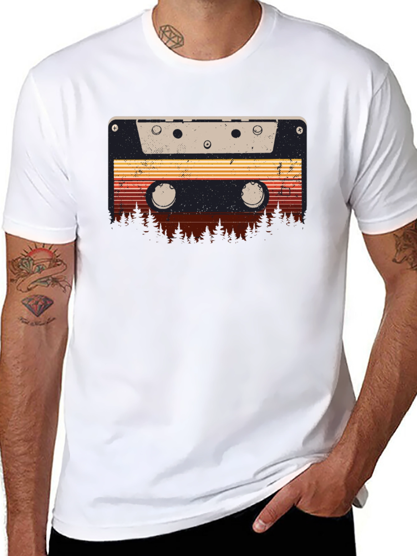Retro Cassette Tape Forest Graphic Tee