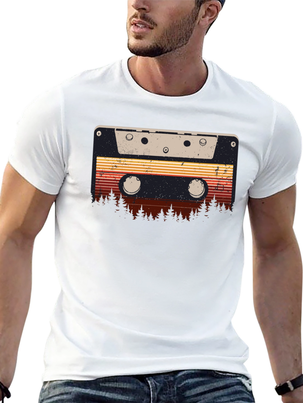 Retro Cassette Tape Forest Graphic Tee