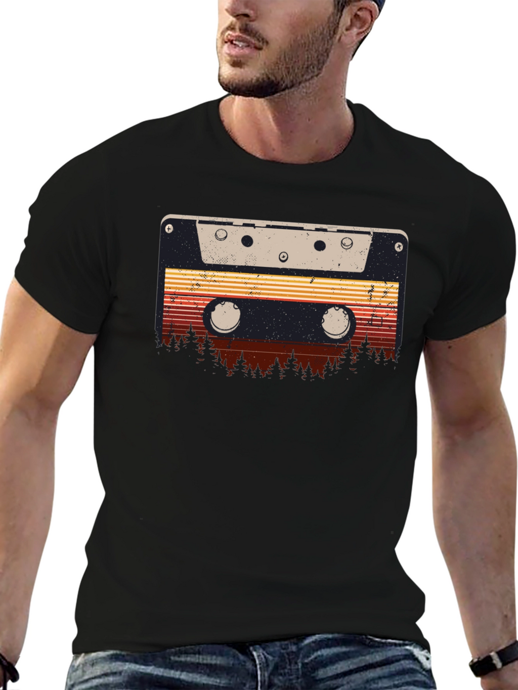 Retro Cassette Tape Forest Graphic Tee