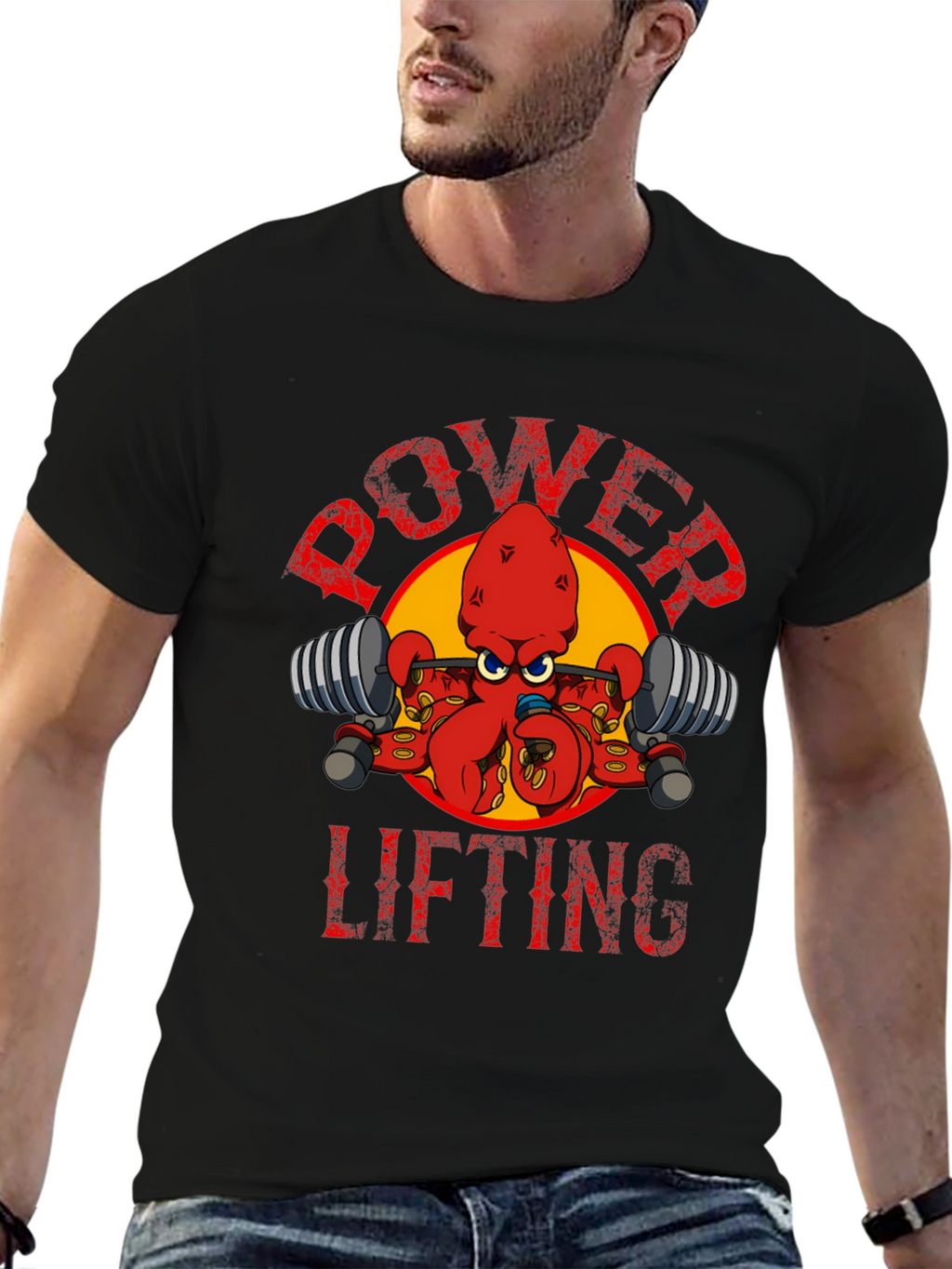 Power Lifting Octopus T-Shirt - Gym Humor Tee