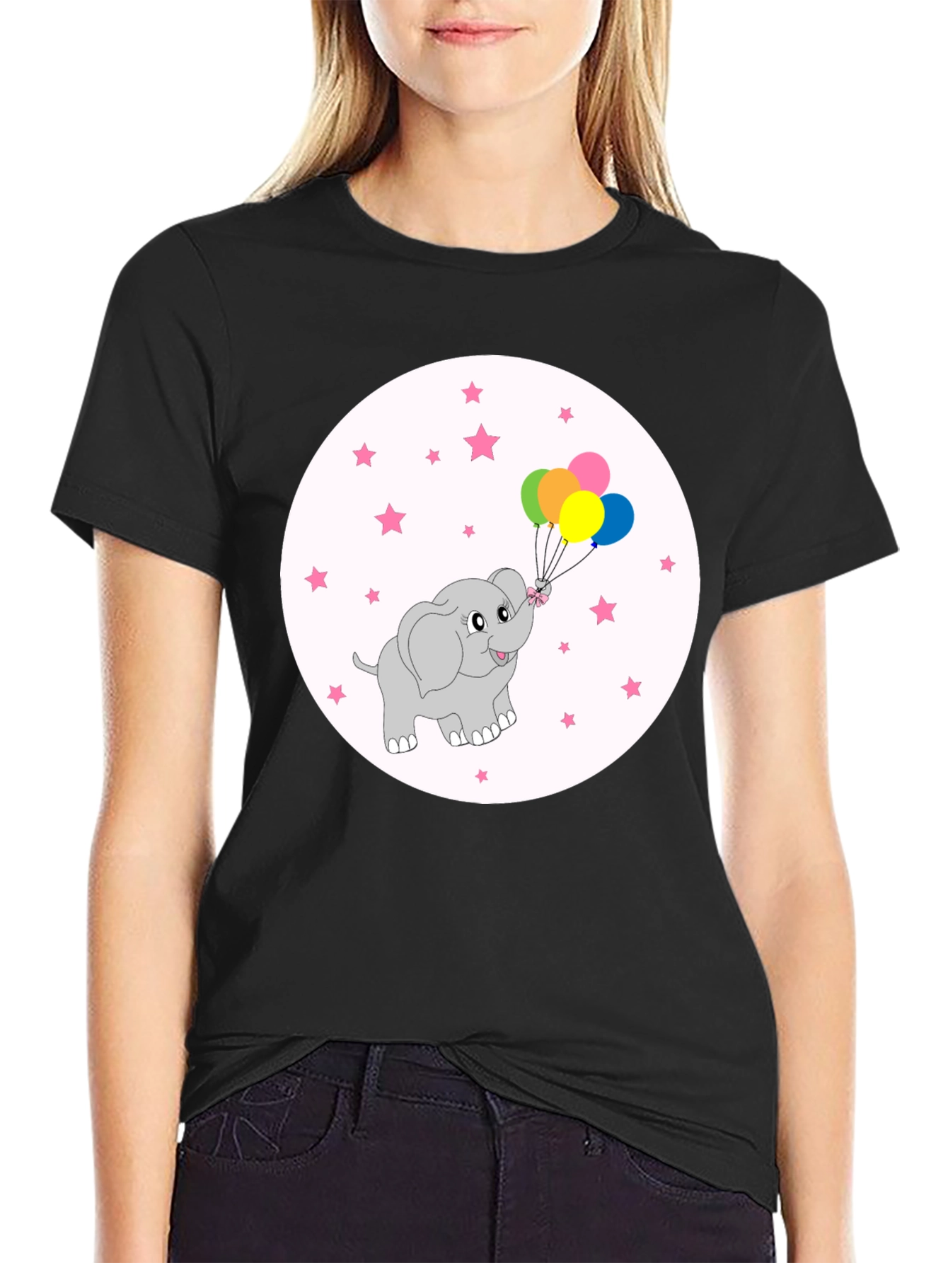 Cute Elephant Balloons Graphic Tee - Soft Cotton Comfort
