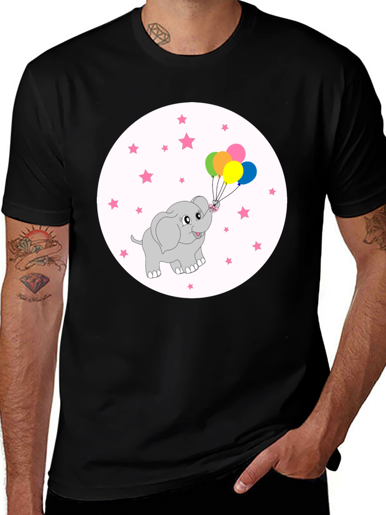Cute Elephant Balloons Graphic Tee - Soft Cotton Comfort