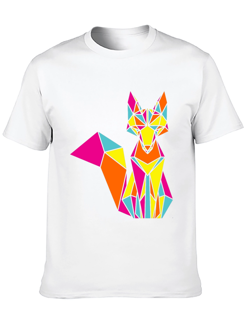 Geometric Fox Graphic Print Black T-Shirt