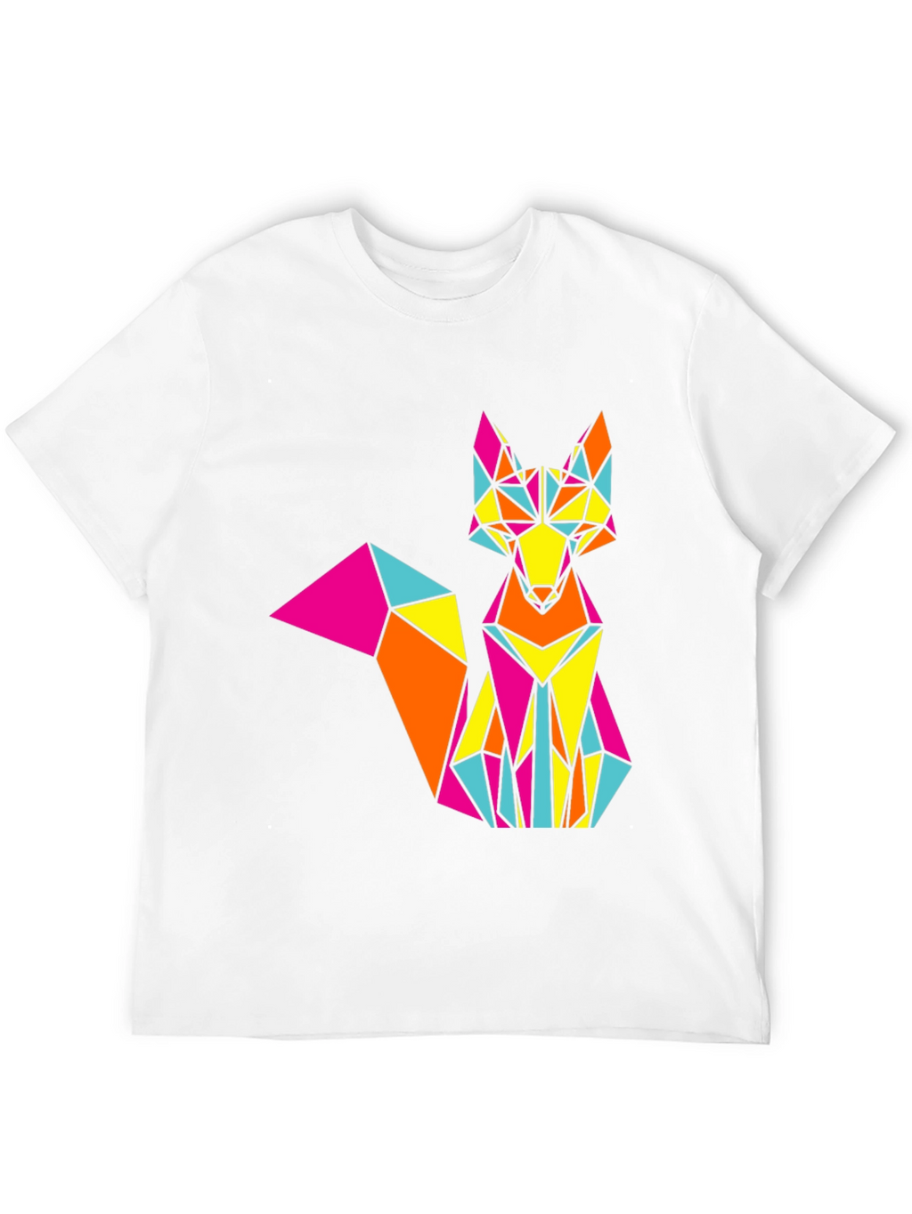 Geometric Fox Graphic Print Black T-Shirt