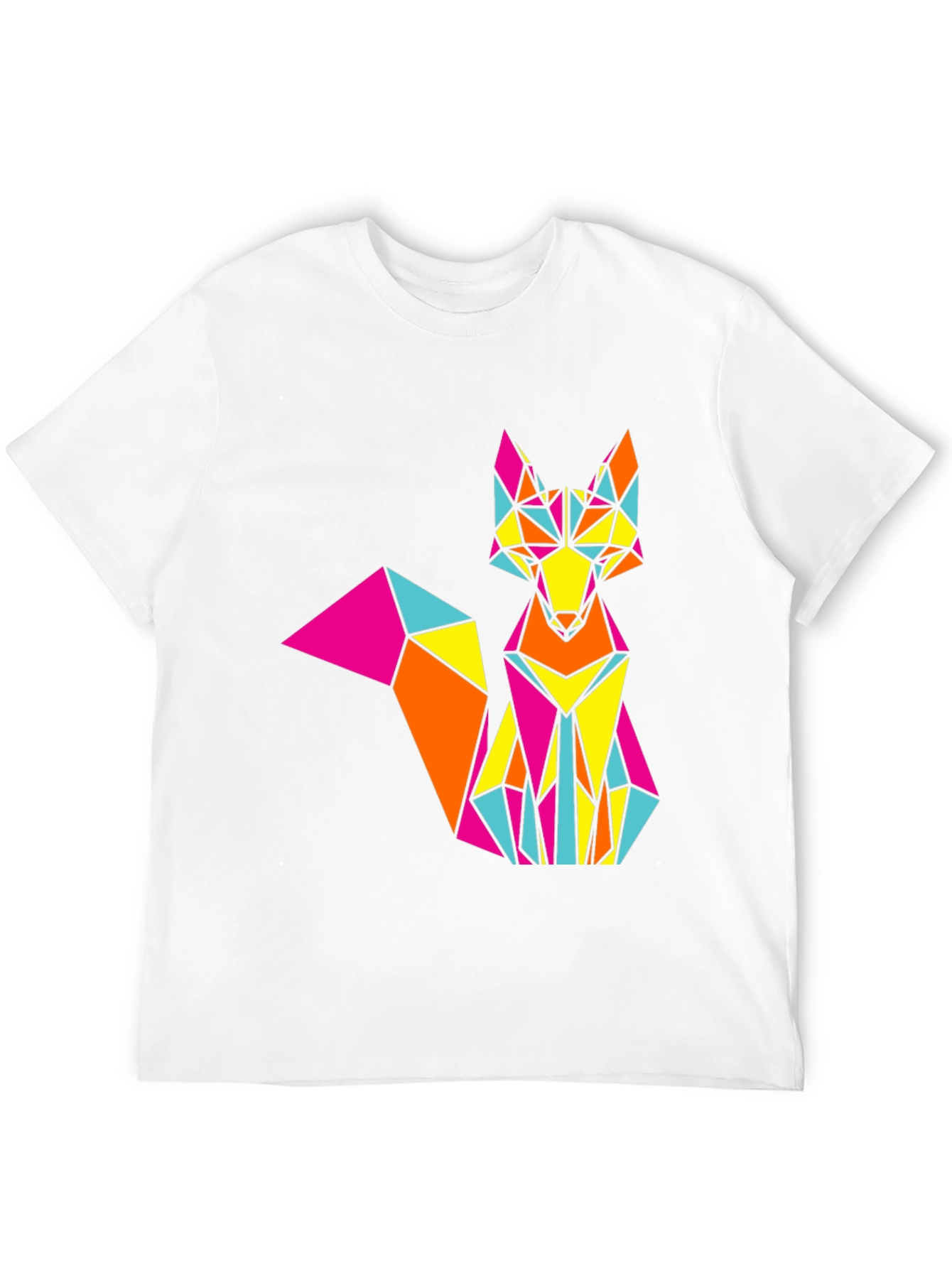 Geometric Fox Graphic Print Black T-Shirt