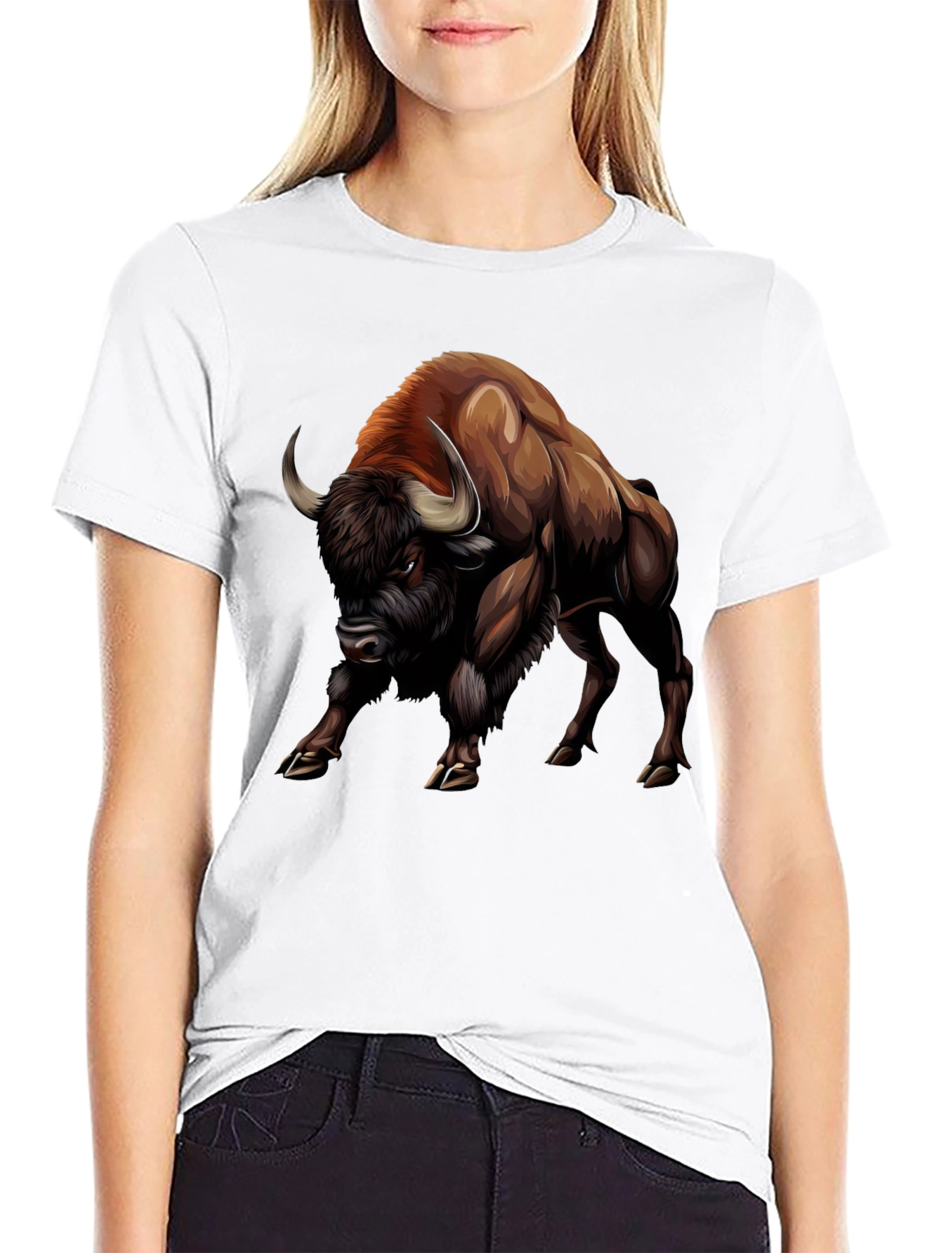 Bison Graphic Tee - Bold Animal Print