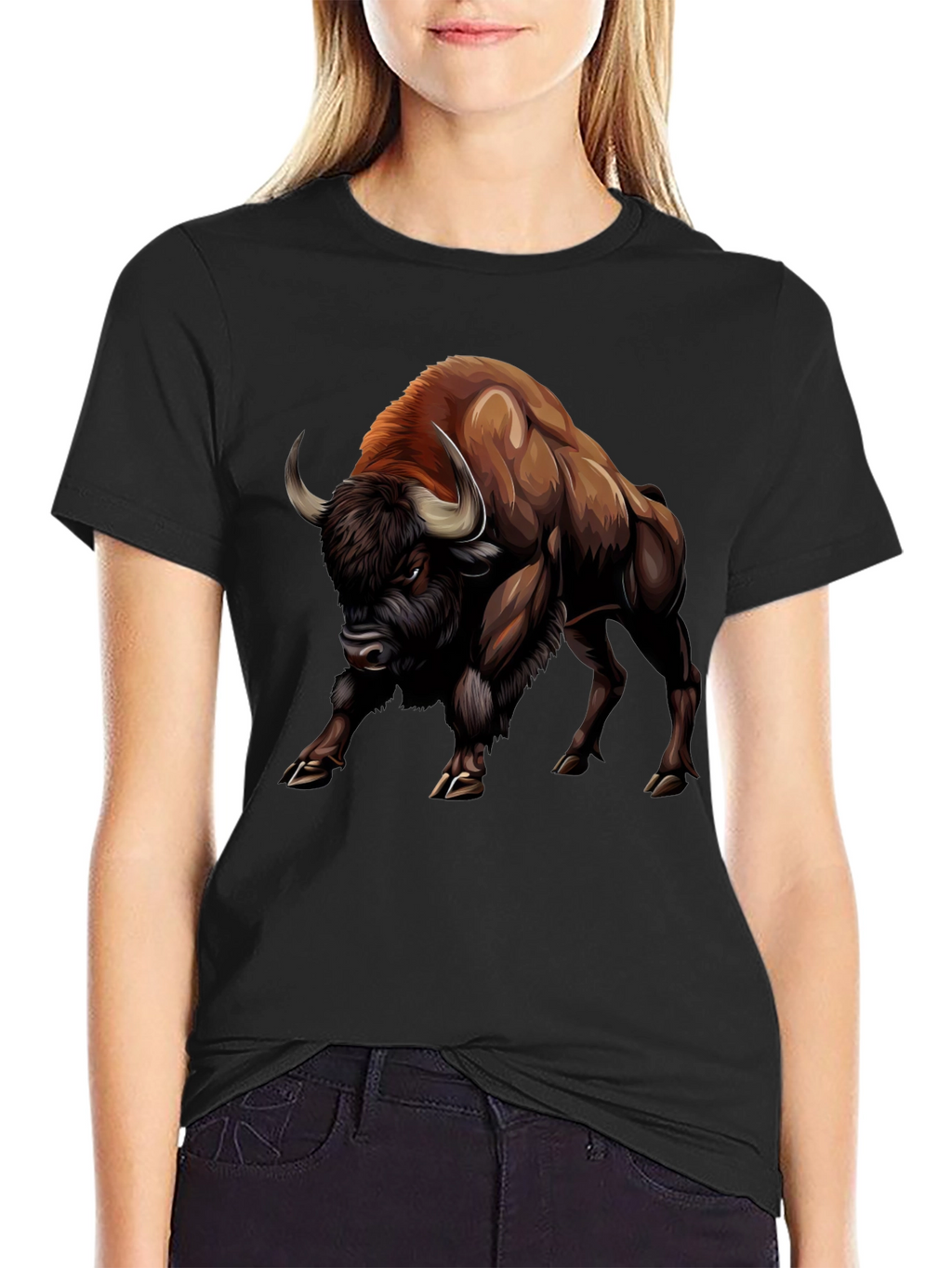 Bison Graphic Tee - Bold Animal Print
