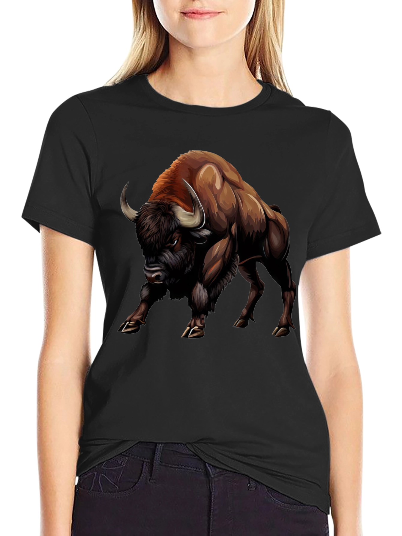 Bison Graphic Tee - Bold Animal Print
