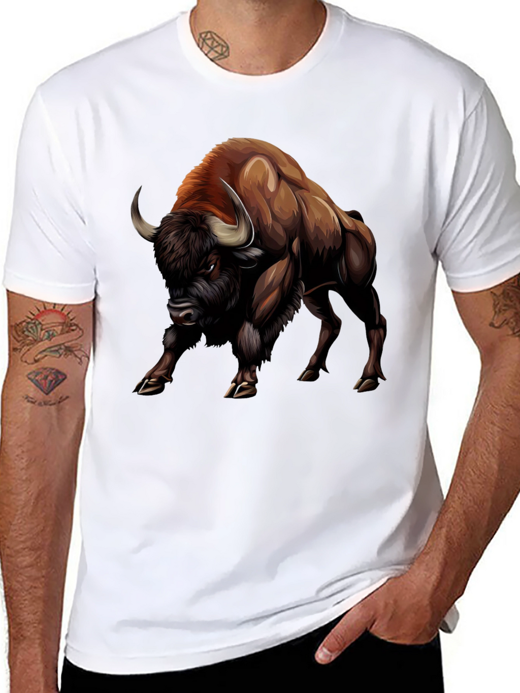 Bison Graphic Tee - Bold Animal Print