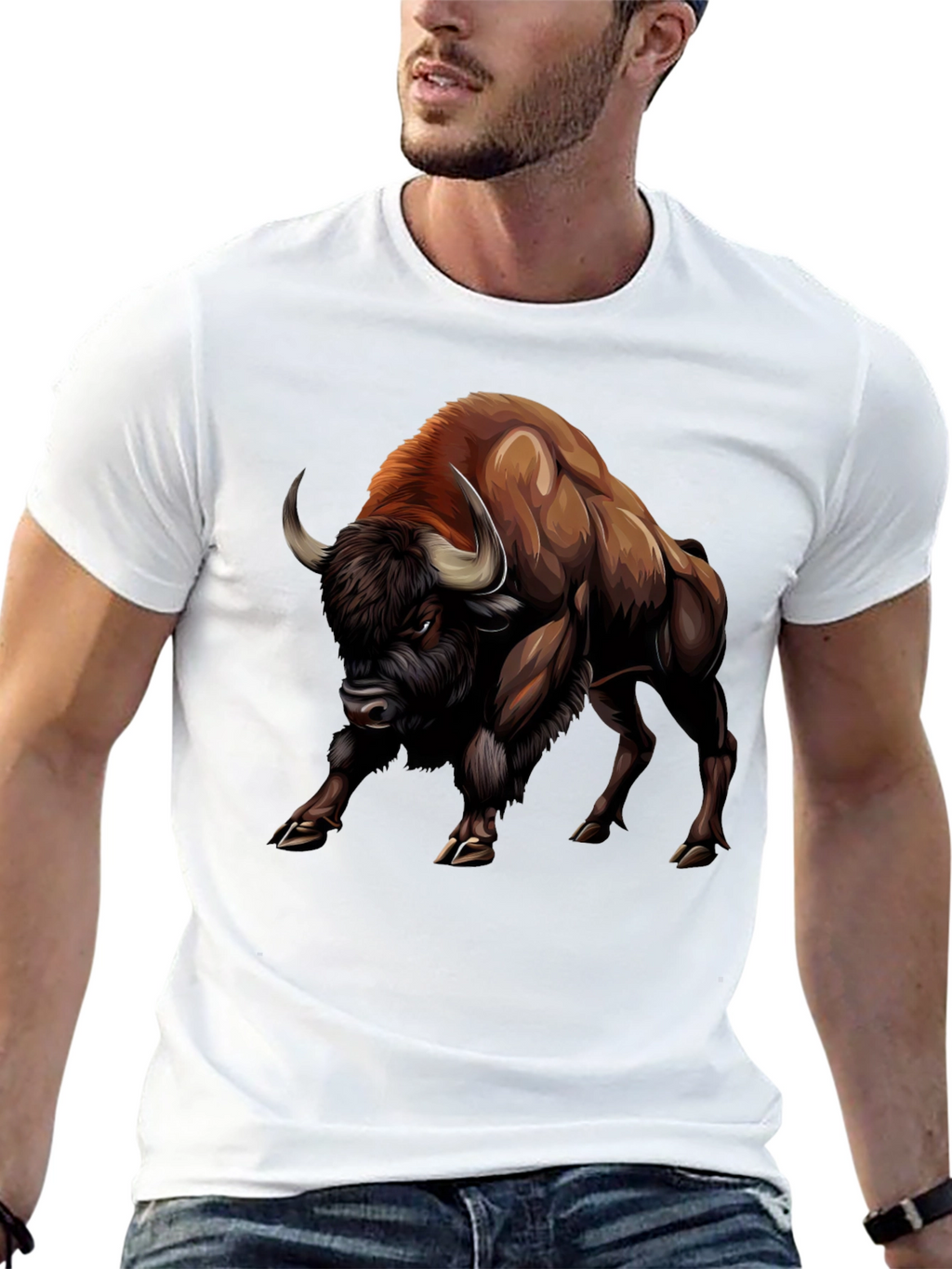 Bison Graphic Tee - Bold Animal Print