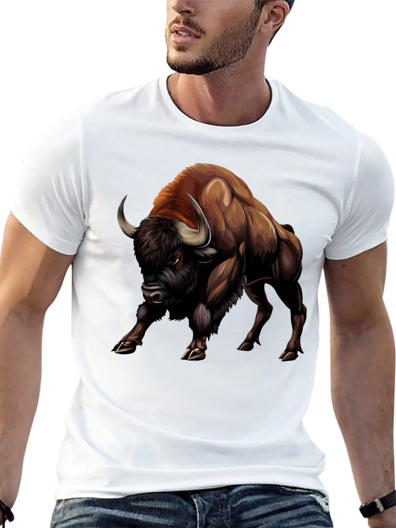 Bison Graphic Tee - Bold Animal Print