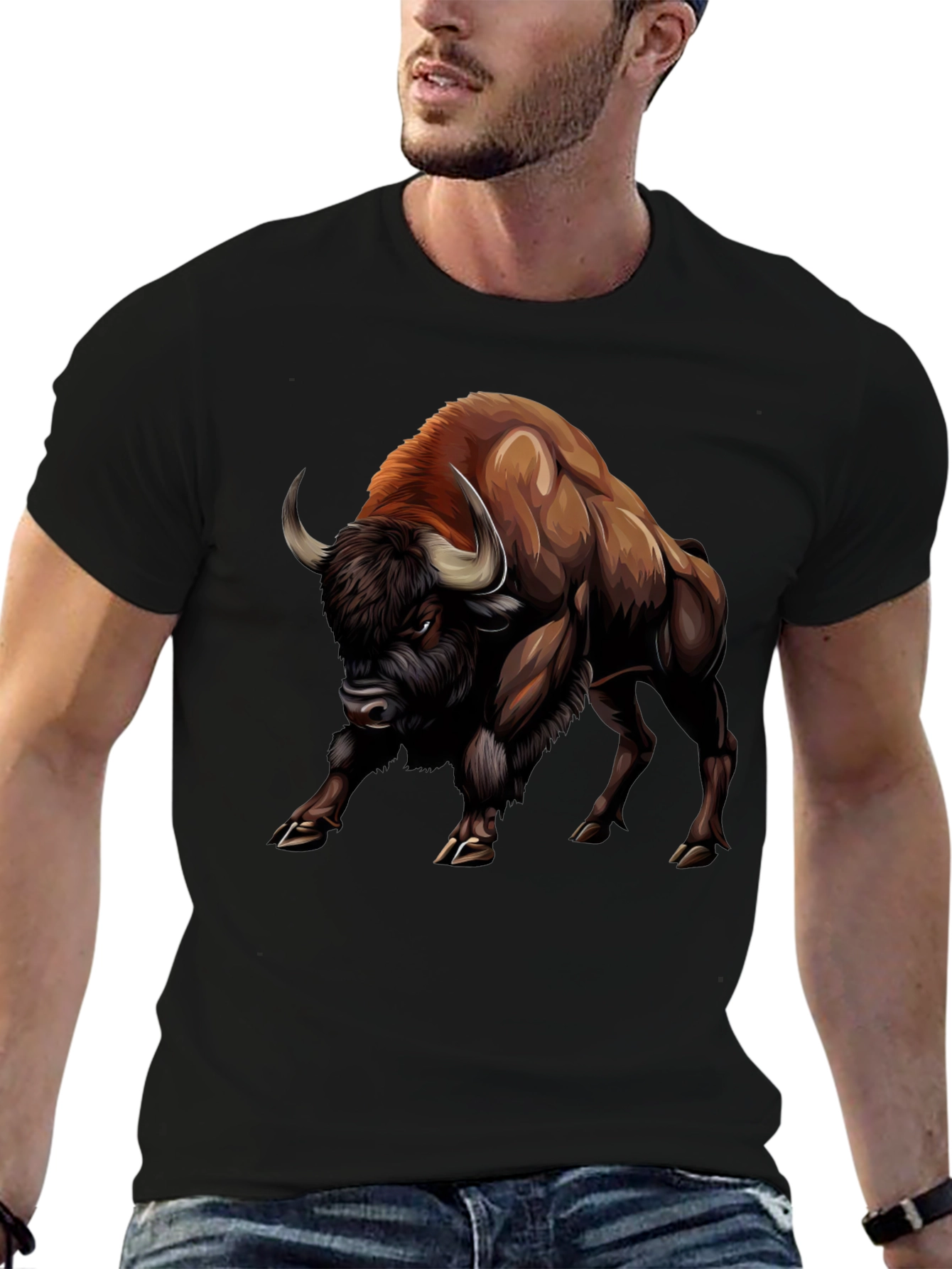 Bison Graphic Tee - Bold Animal Print