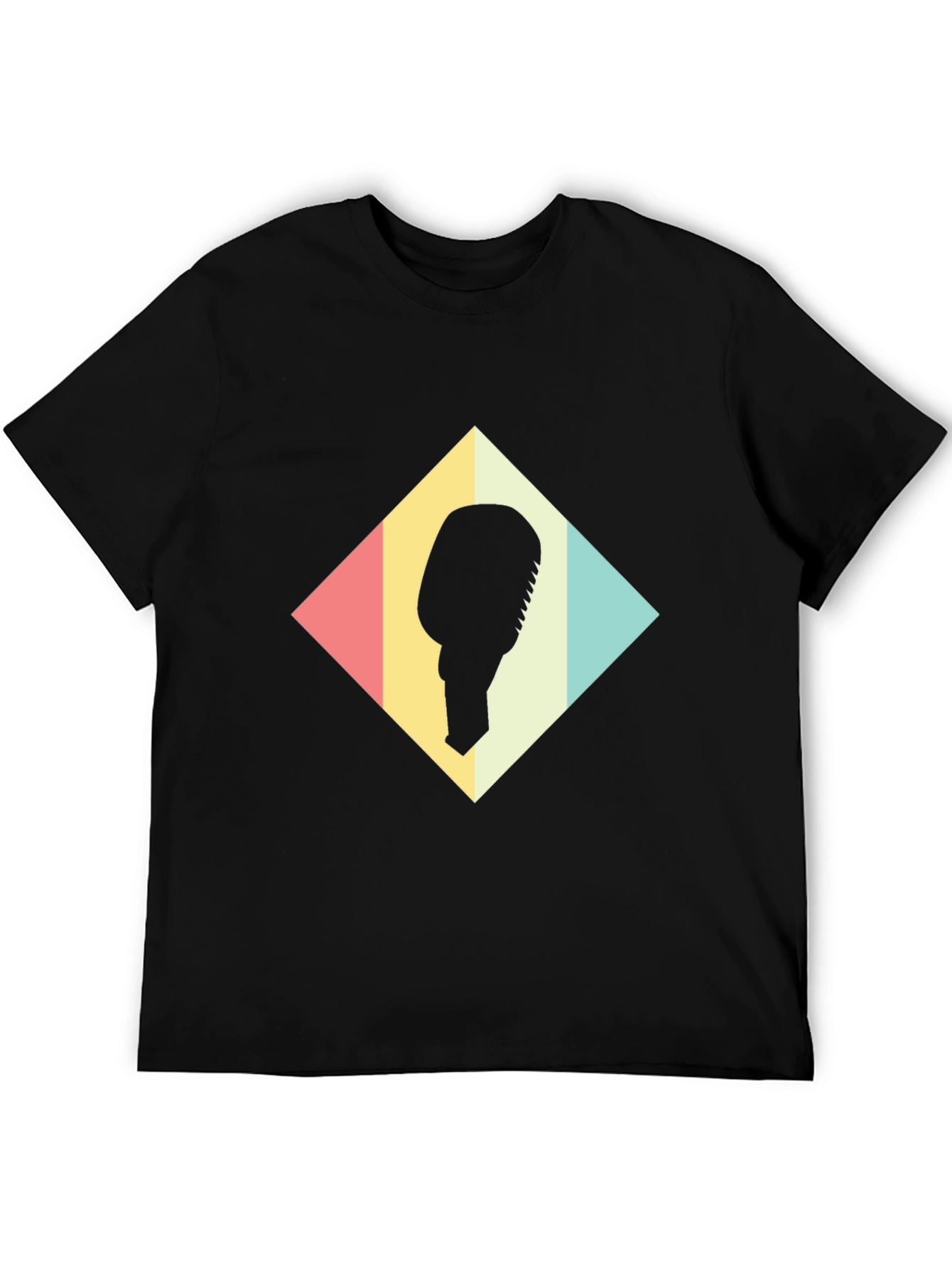 Retro Microphone Graphic Tee - Black