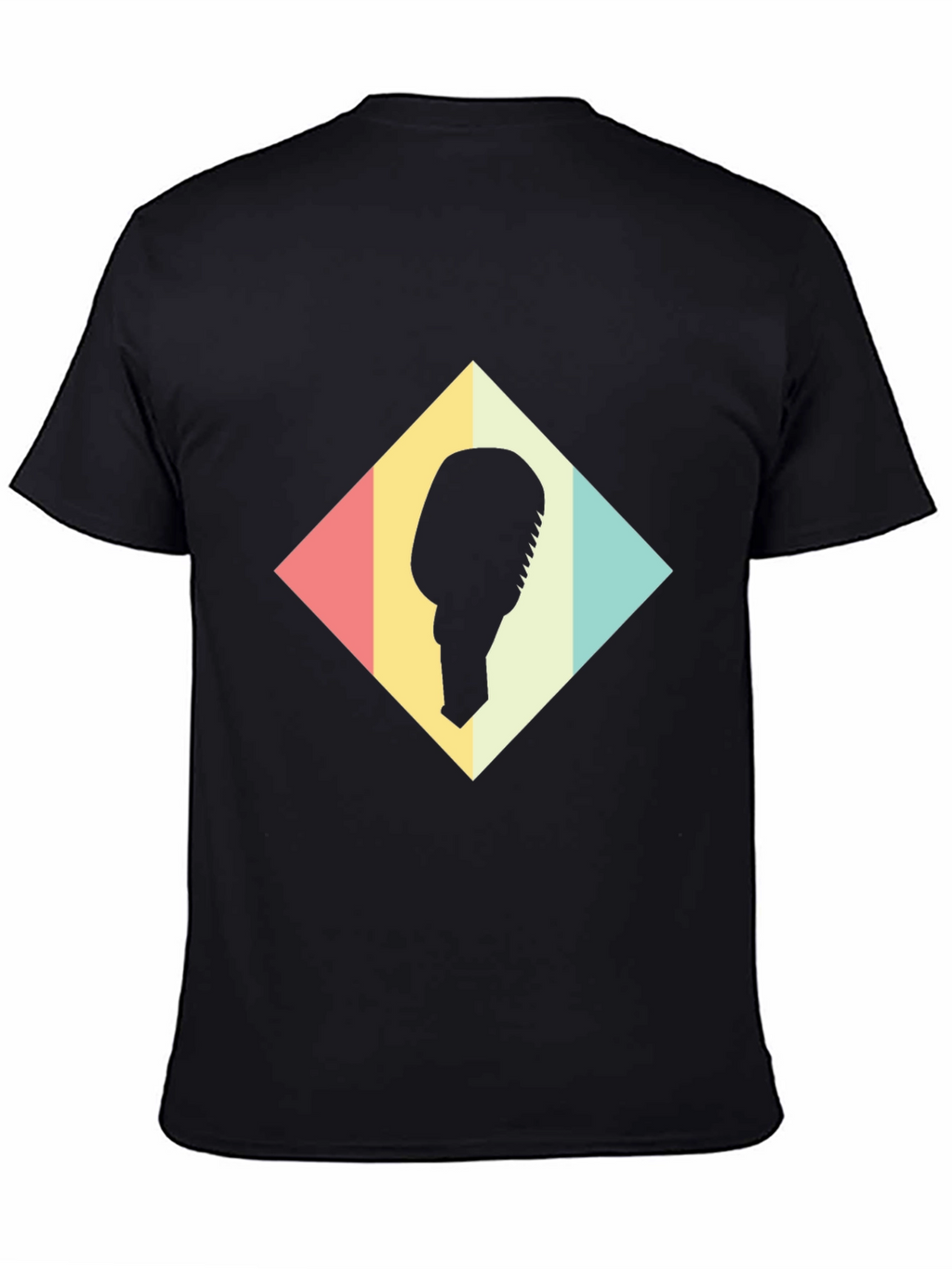Retro Microphone Graphic Tee - Black