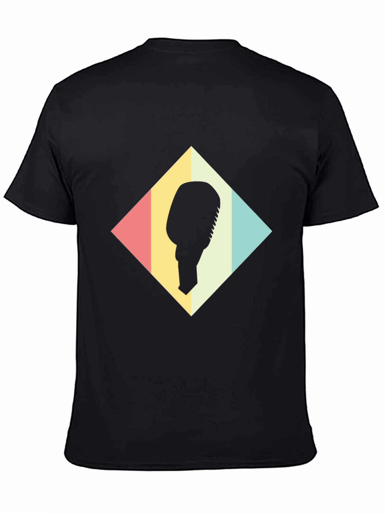 Retro Microphone Graphic Tee - Black