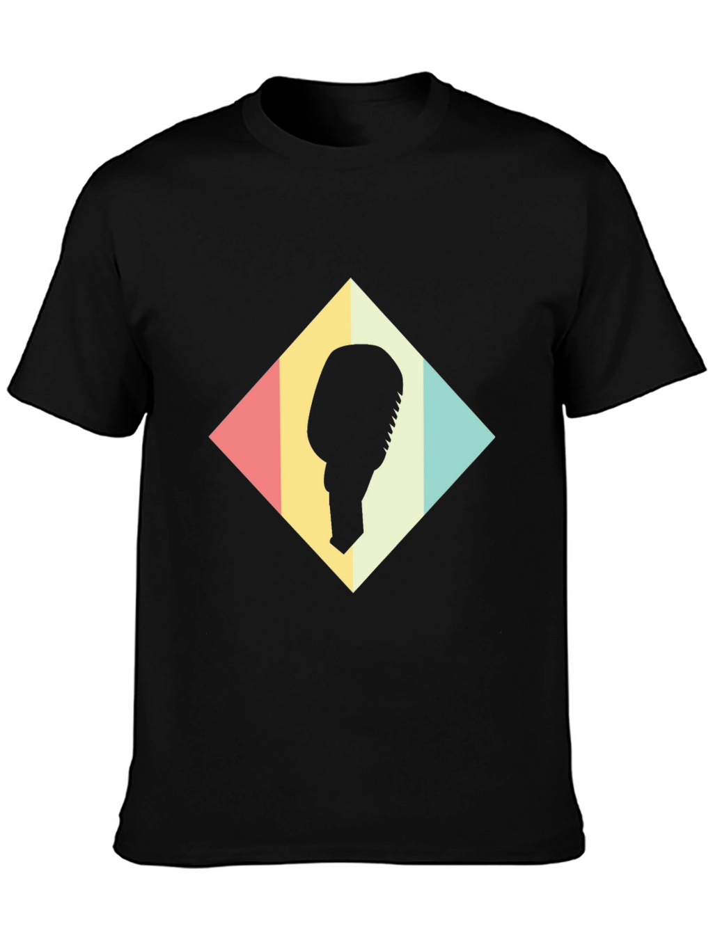 Retro Microphone Graphic Tee - Black