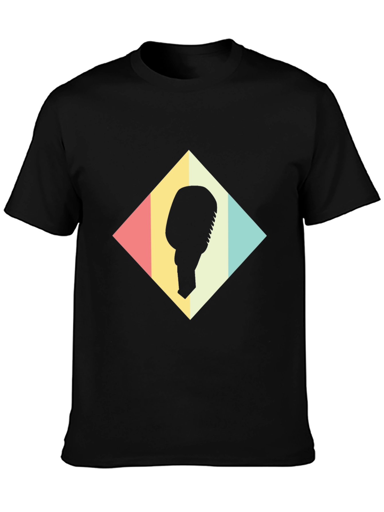 Retro Microphone Graphic Tee - Black