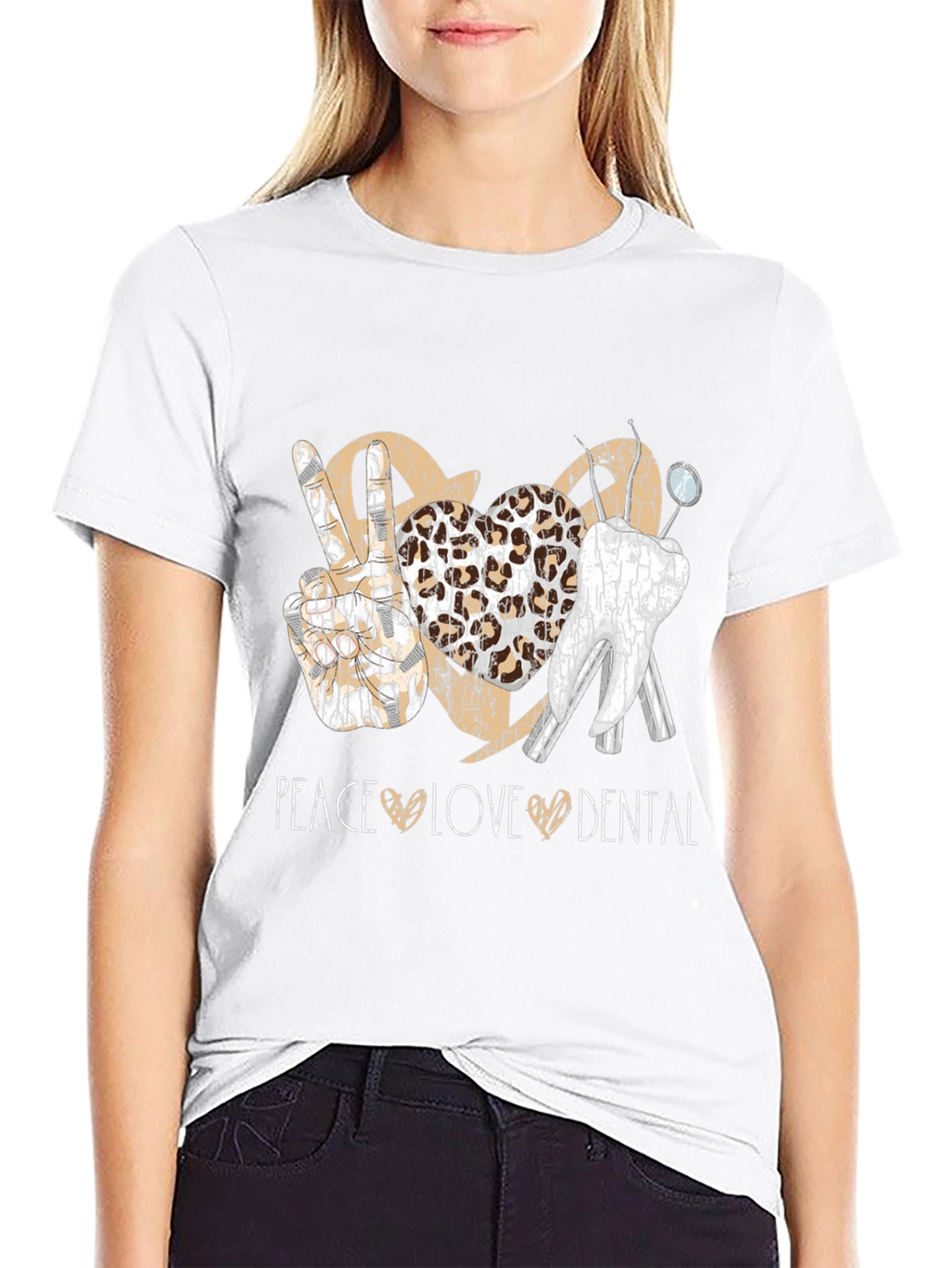 Peace Love Dental T-Shirt Leopard Print