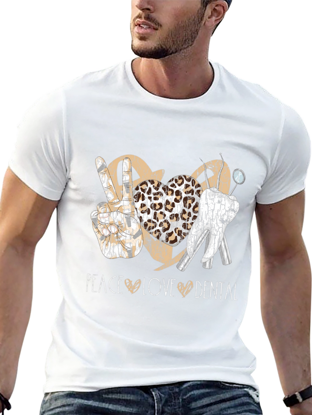 Peace Love Dental T-Shirt Leopard Print