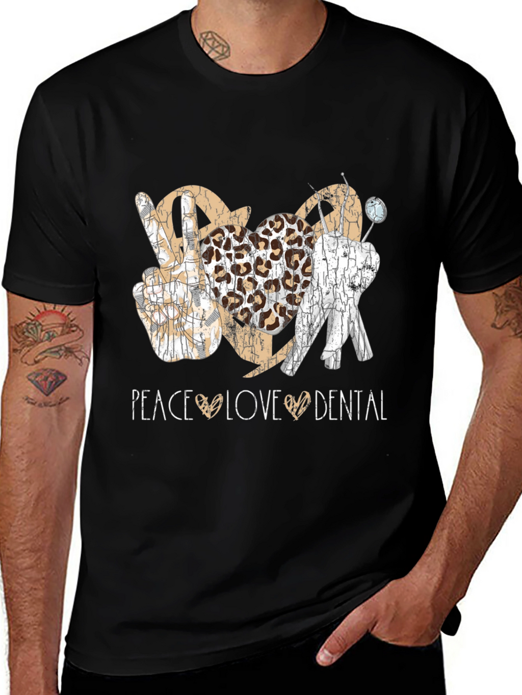Peace Love Dental T-Shirt Leopard Print