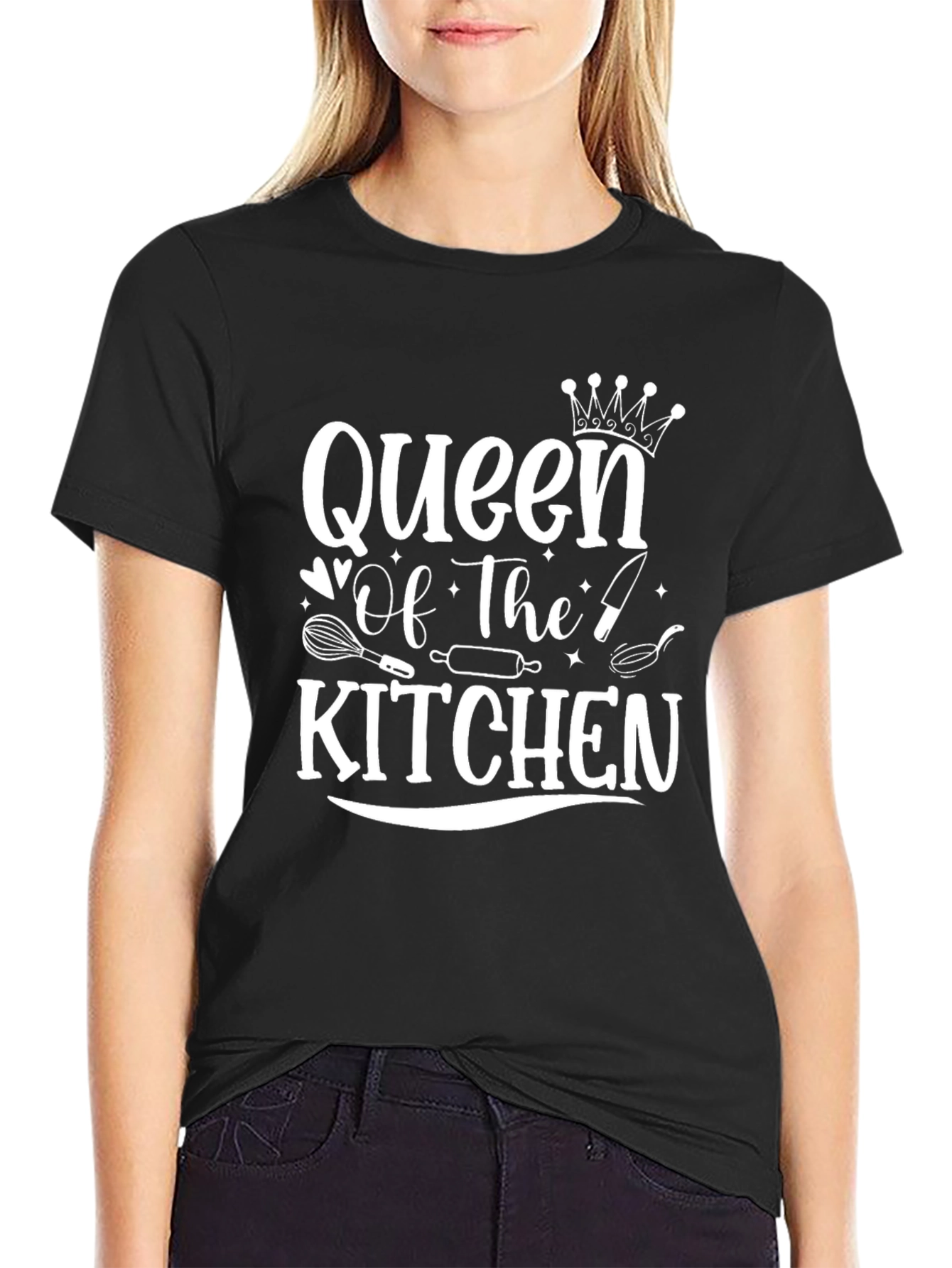Queen of The Kitchen Graphic T-Shirt - Black