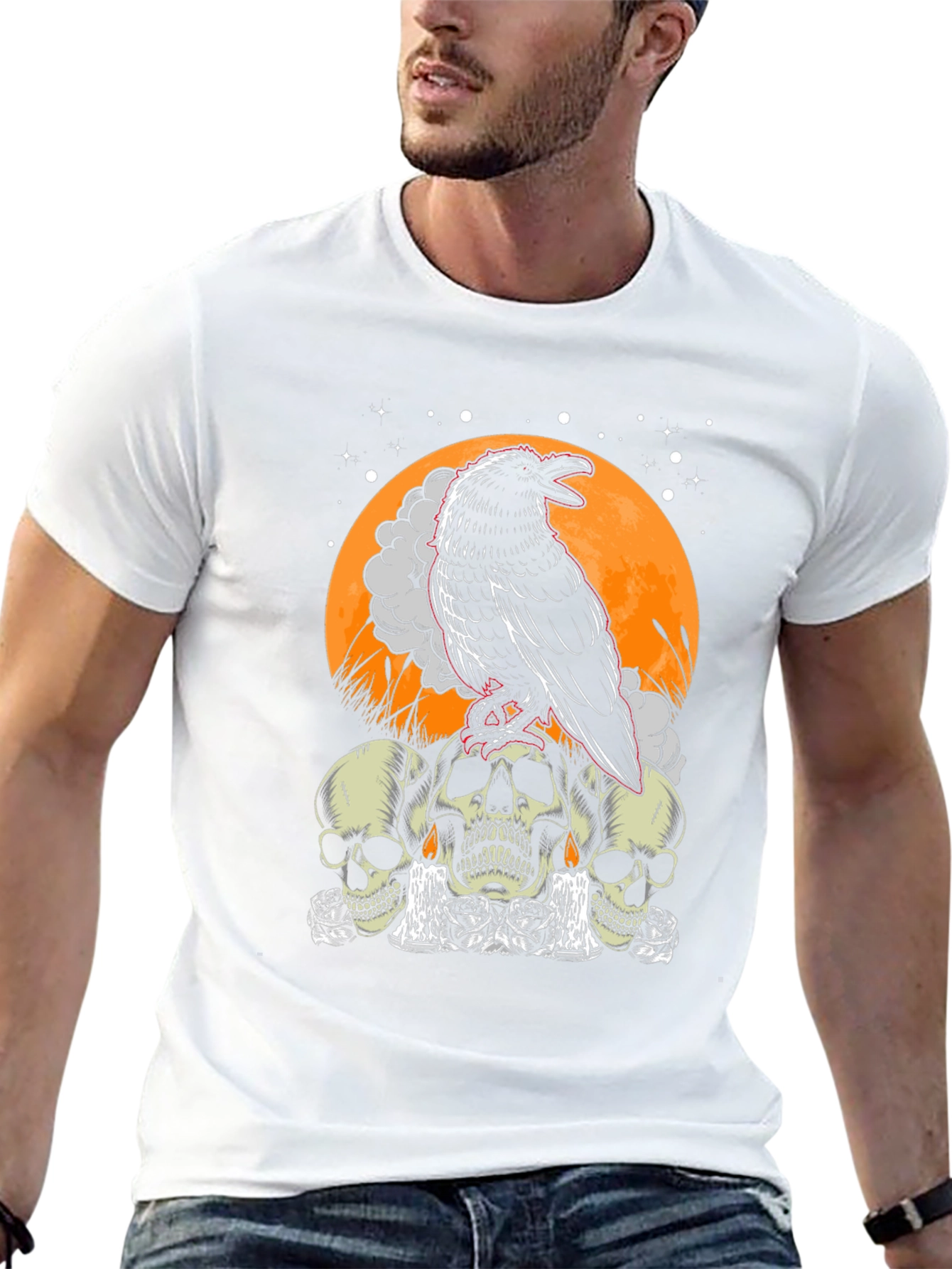 Raven Skull Graphic Tee - Mens Black T-Shirt