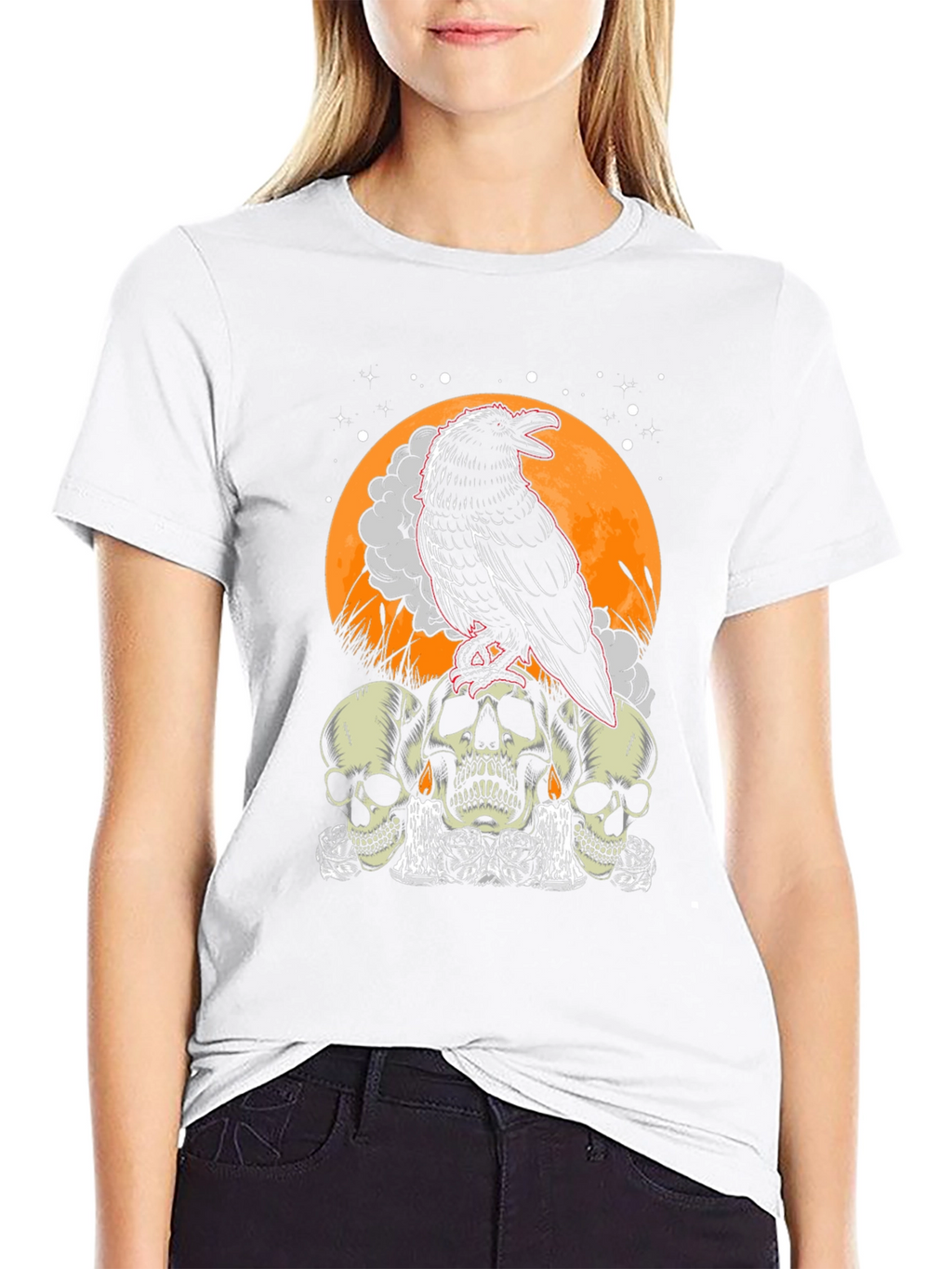 Raven Skull Graphic Tee - Mens Black T-Shirt