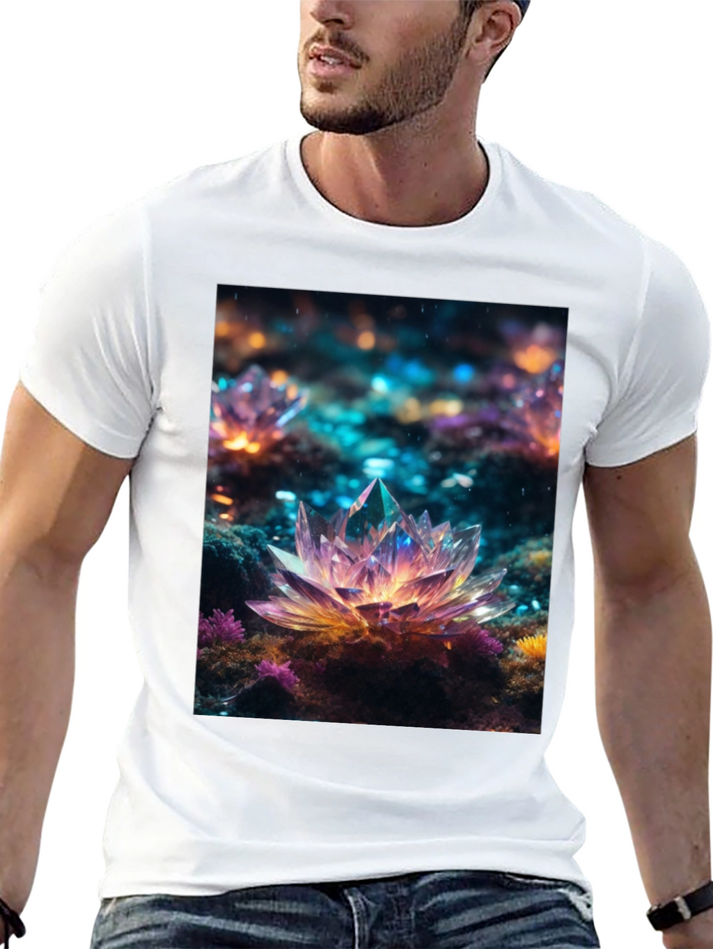 Crystal Lotus T-Shirt - Unique Art Tee