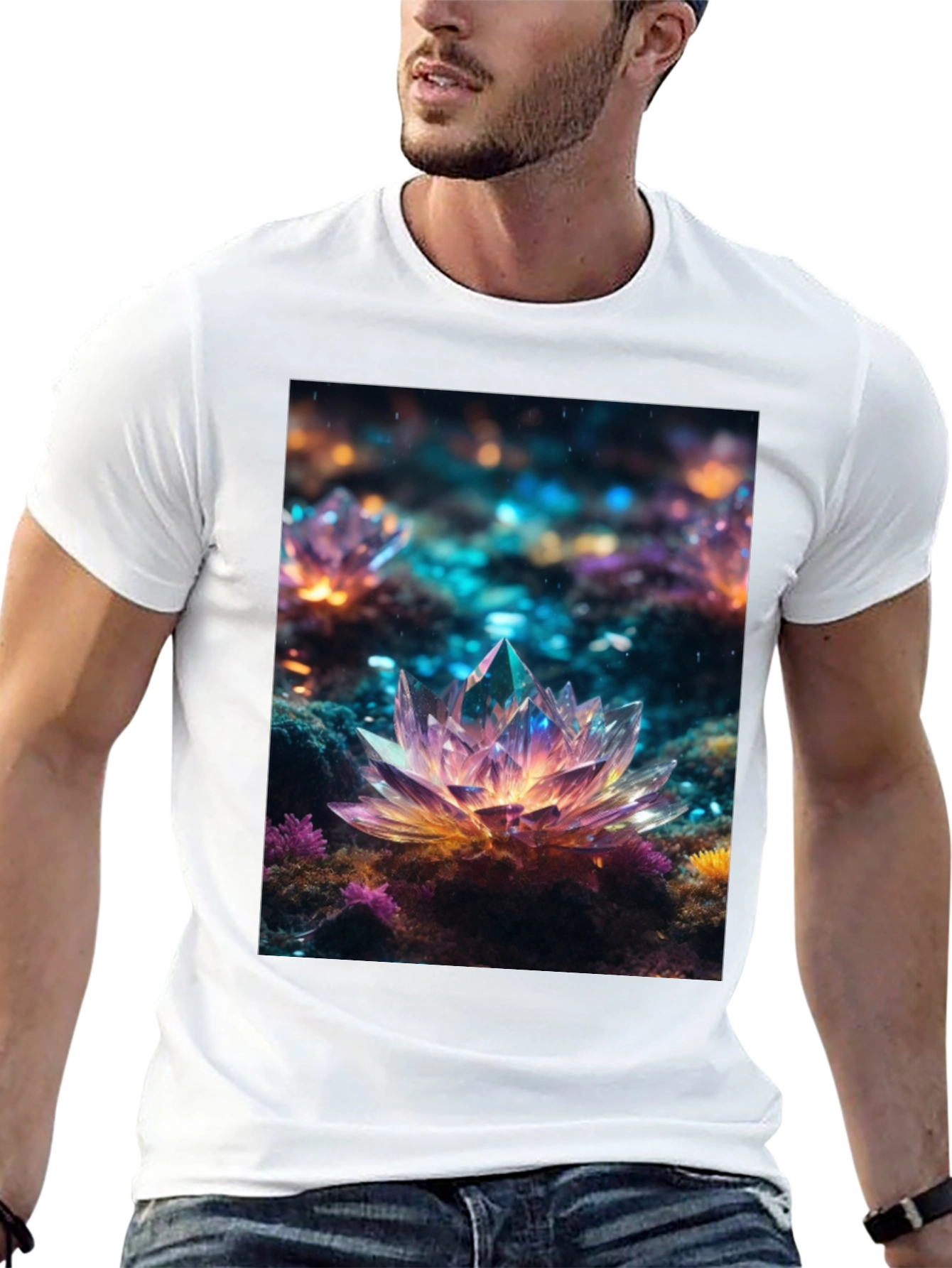 Crystal Lotus T-Shirt - Unique Art Tee