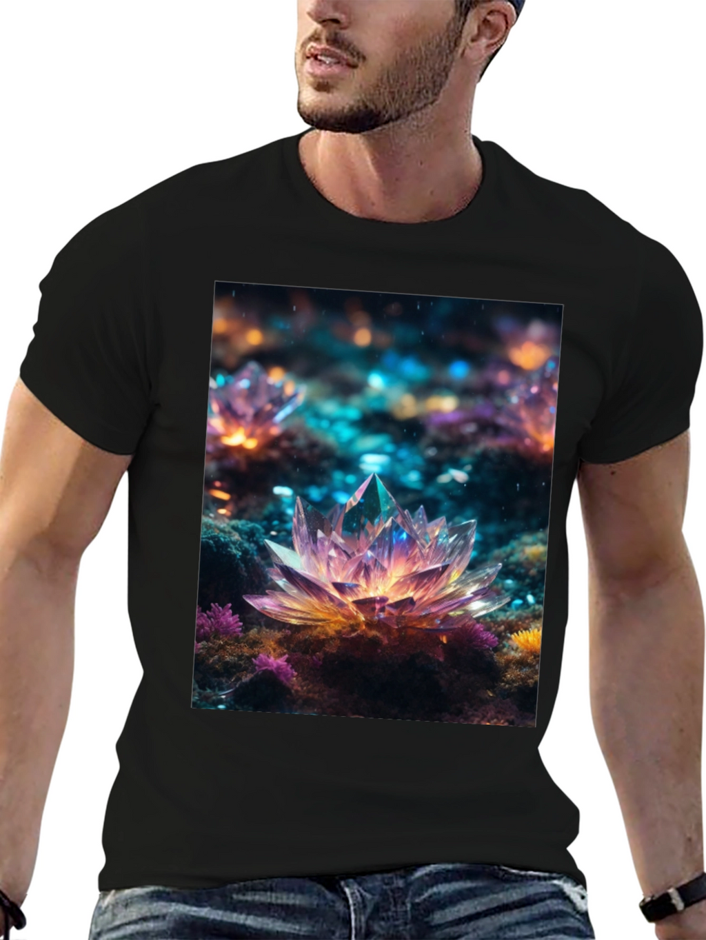 Crystal Lotus T-Shirt - Unique Art Tee