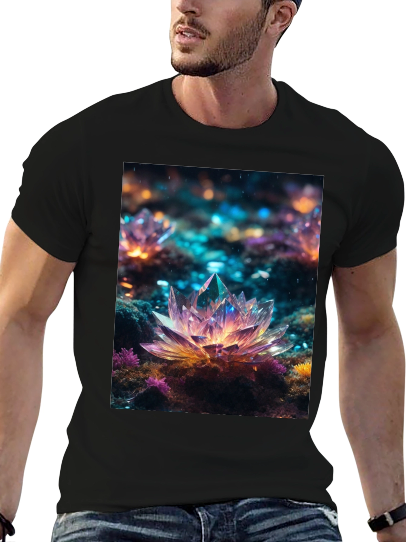 Crystal Lotus T-Shirt - Unique Art Tee
