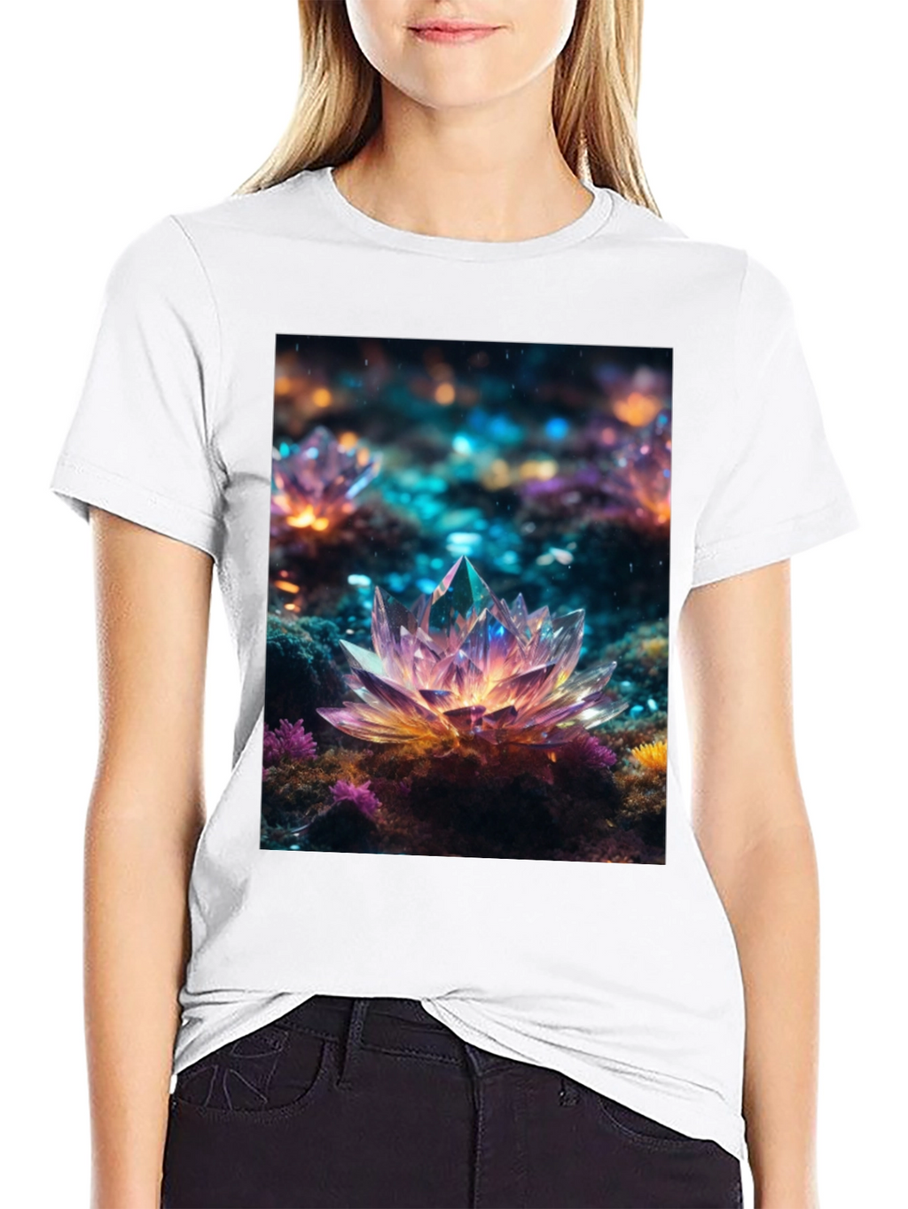 Crystal Lotus T-Shirt - Unique Art Tee
