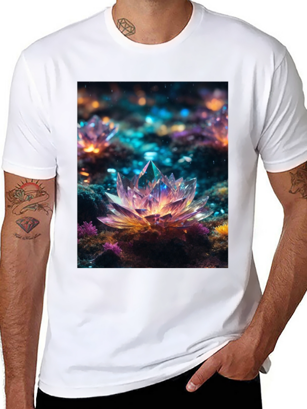 Crystal Lotus T-Shirt - Unique Art Tee