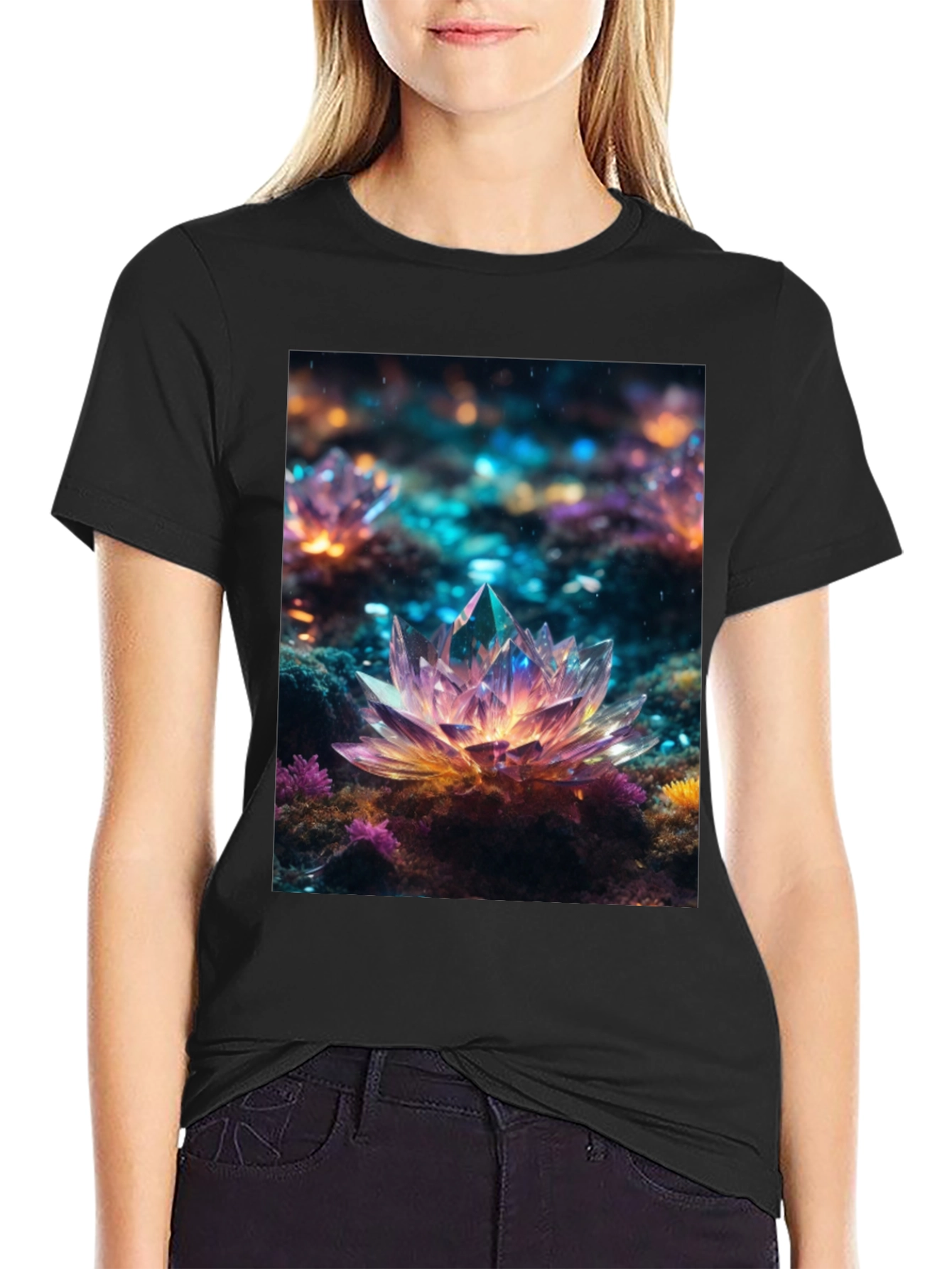Crystal Lotus T-Shirt - Unique Art Tee
