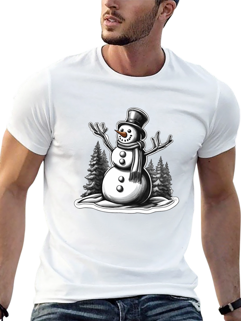 Snowman Graphic Tee - Holiday Winter Shirt