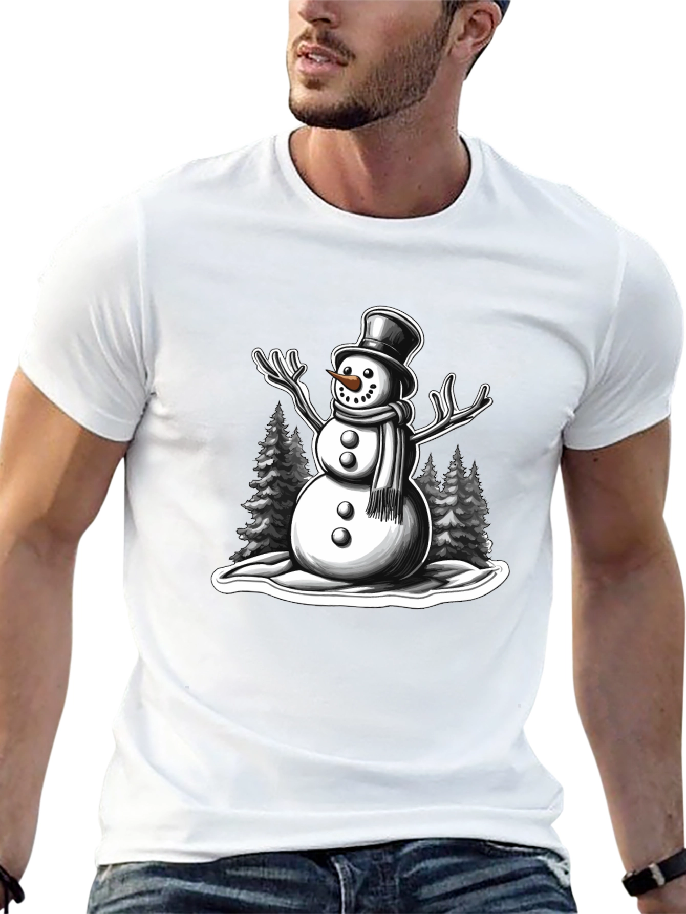 Snowman Graphic Tee - Holiday Winter Shirt