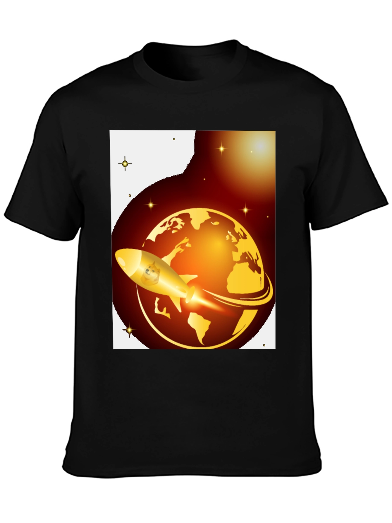 Dogecoin to the Moon Black T-Shirt