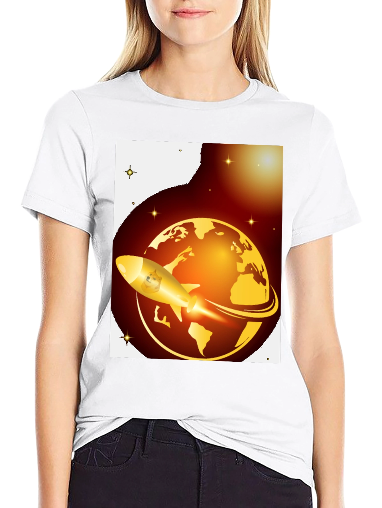 Dogecoin to the Moon Black T-Shirt