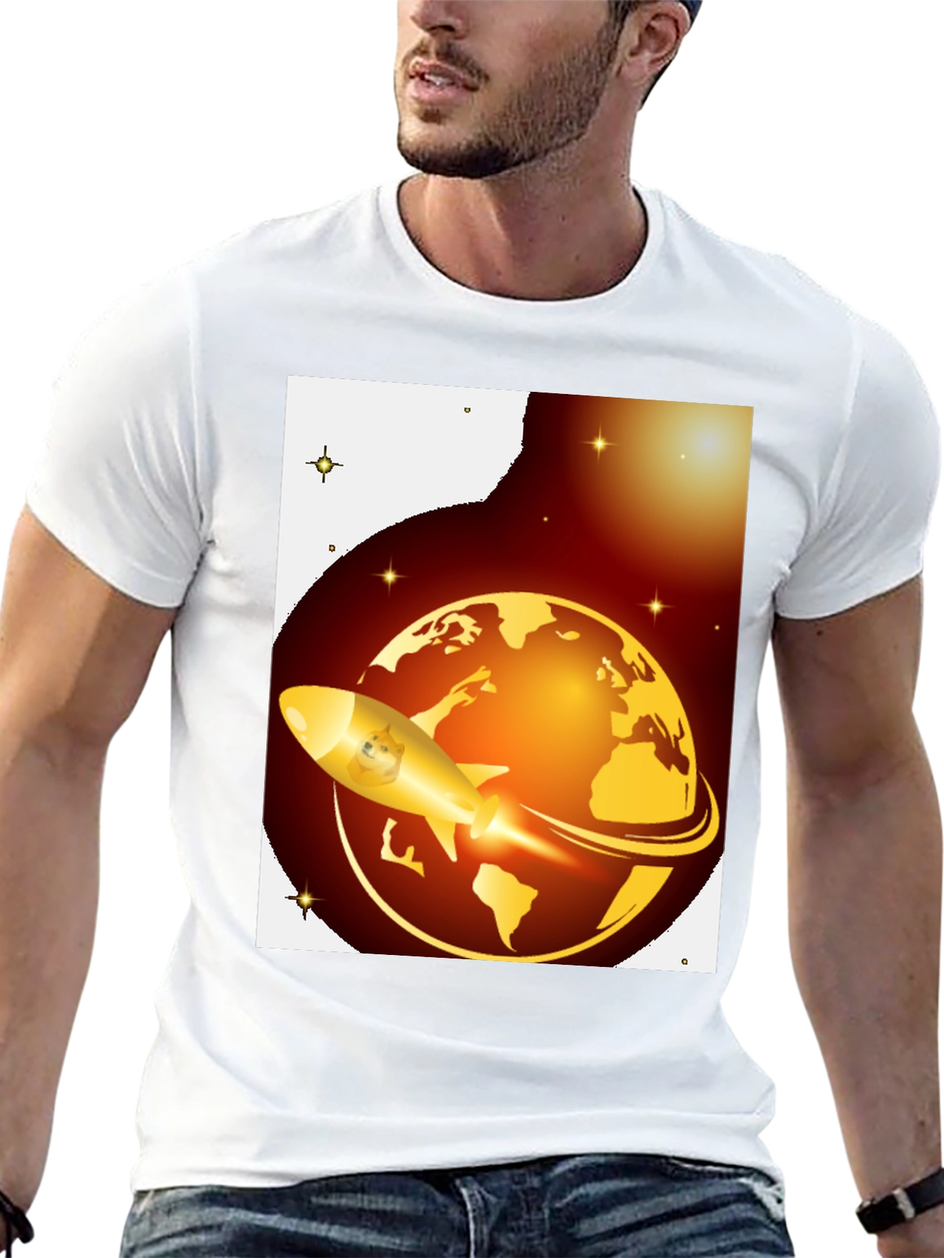 Dogecoin to the Moon Black T-Shirt