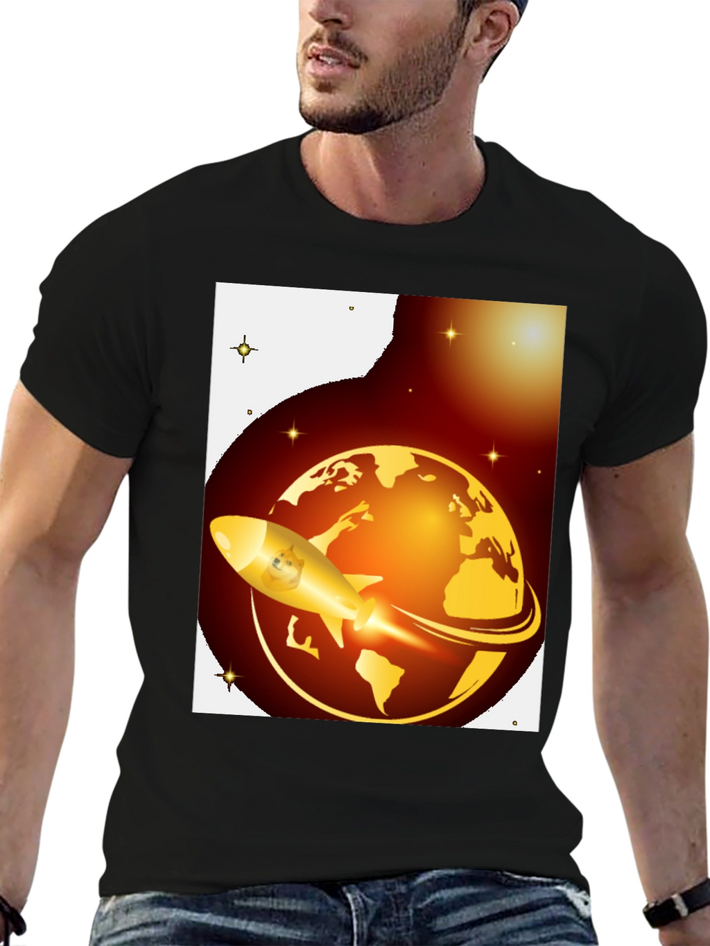 Dogecoin to the Moon Black T-Shirt