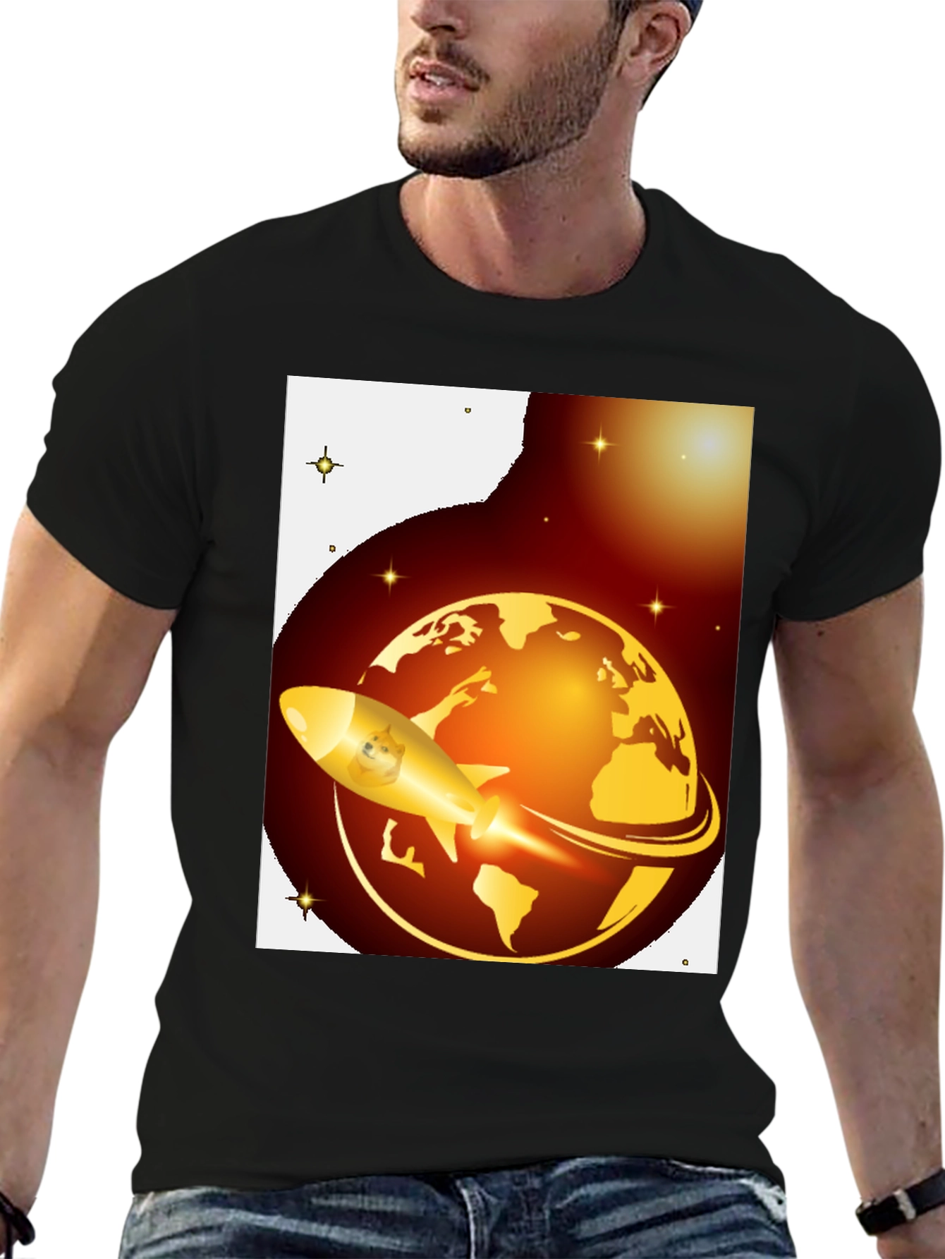 Dogecoin to the Moon Black T-Shirt