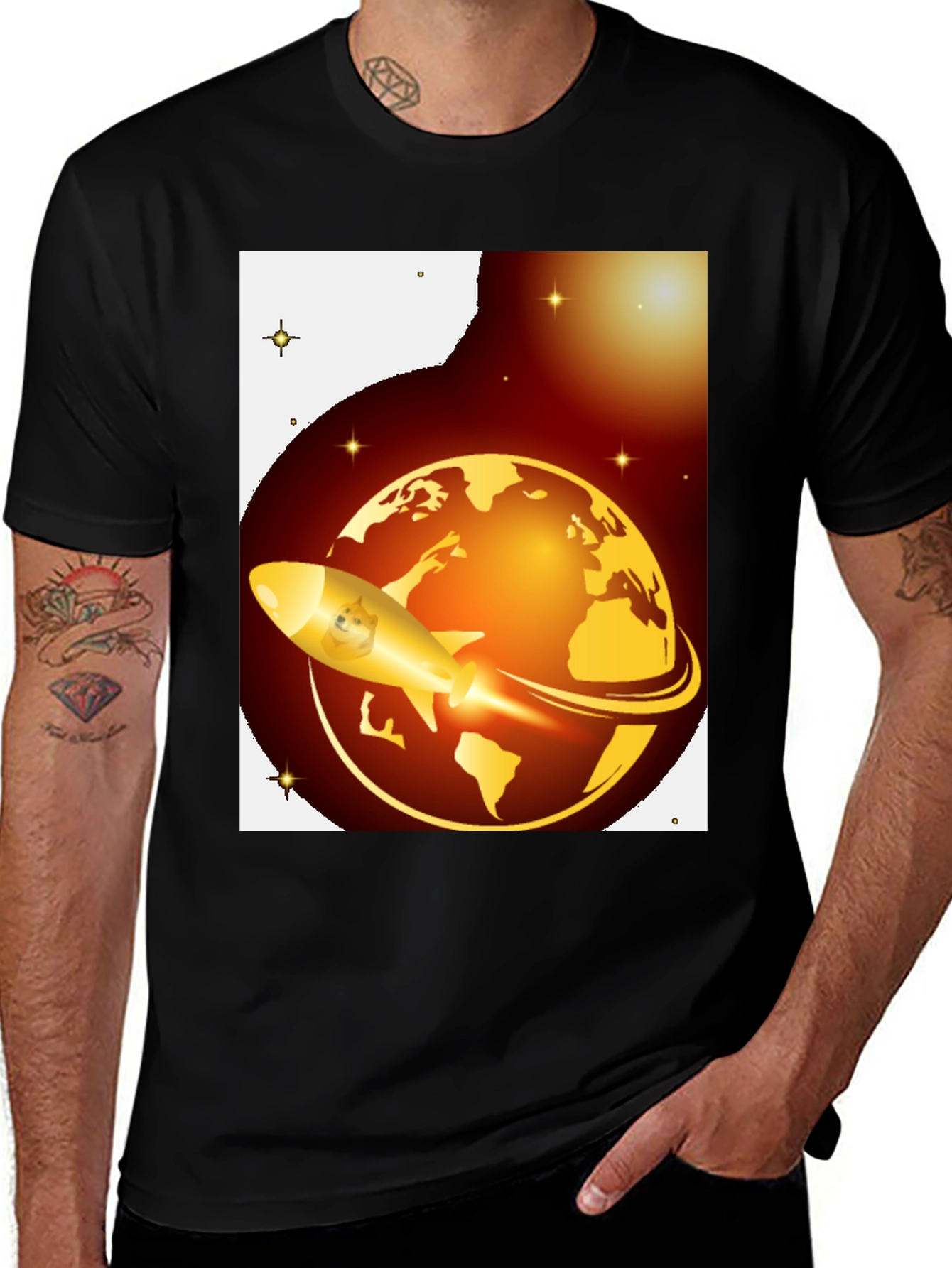 Dogecoin to the Moon Black T-Shirt