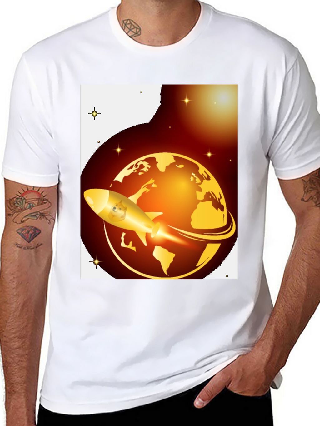 Dogecoin to the Moon Black T-Shirt