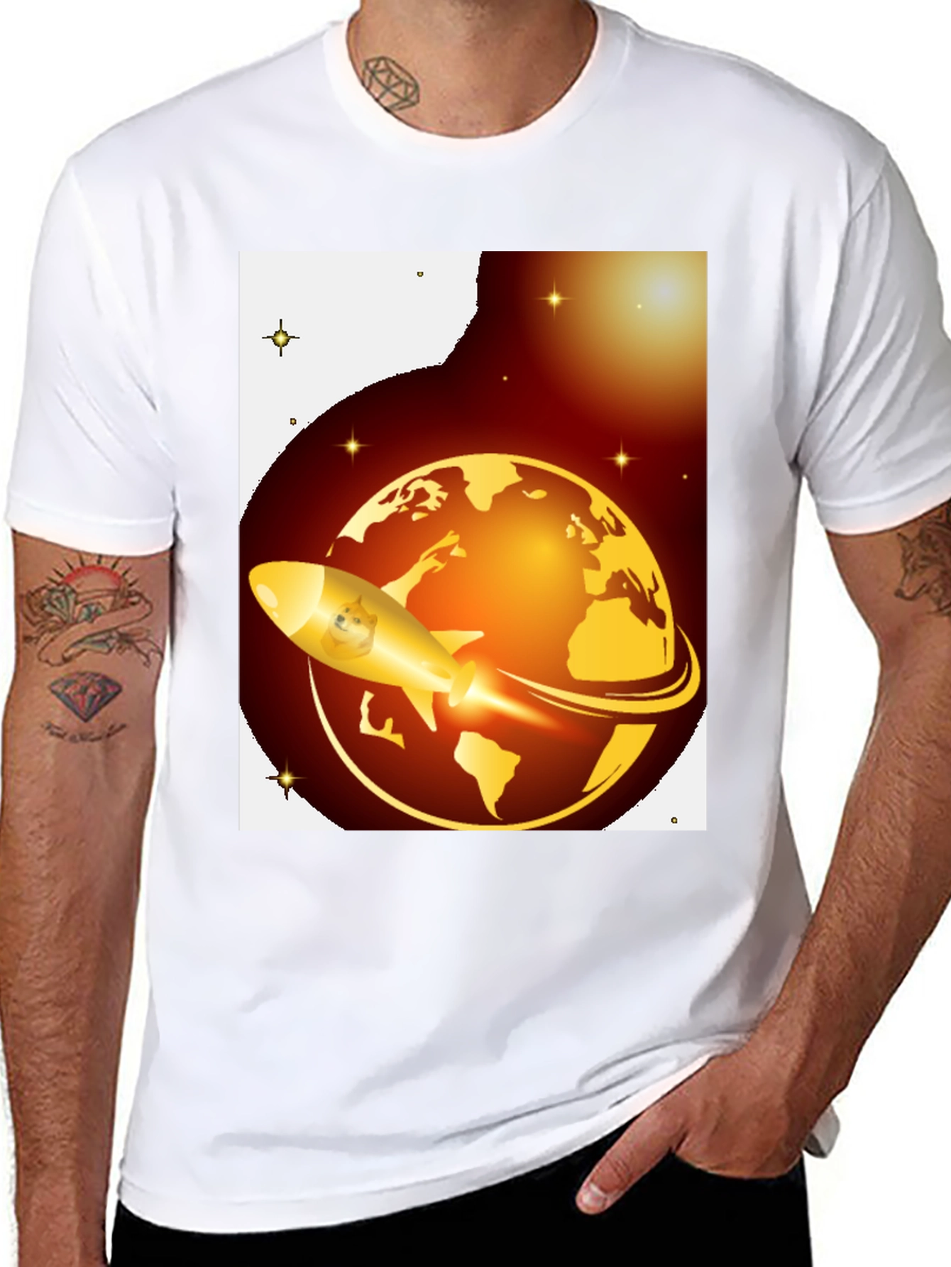Dogecoin to the Moon Black T-Shirt