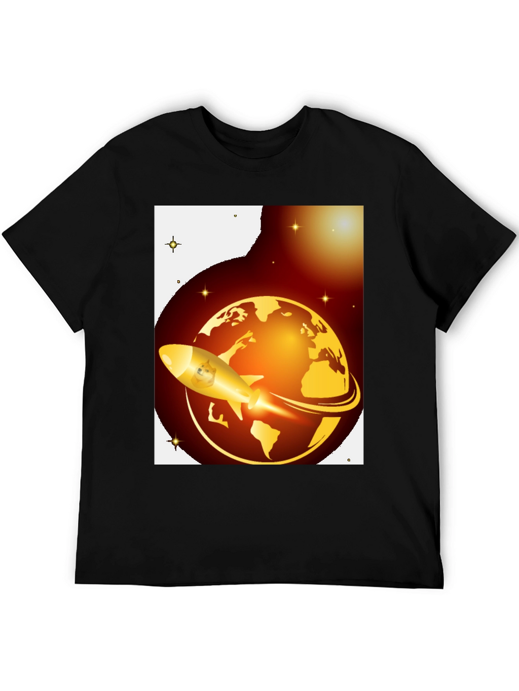 Dogecoin to the Moon Black T-Shirt