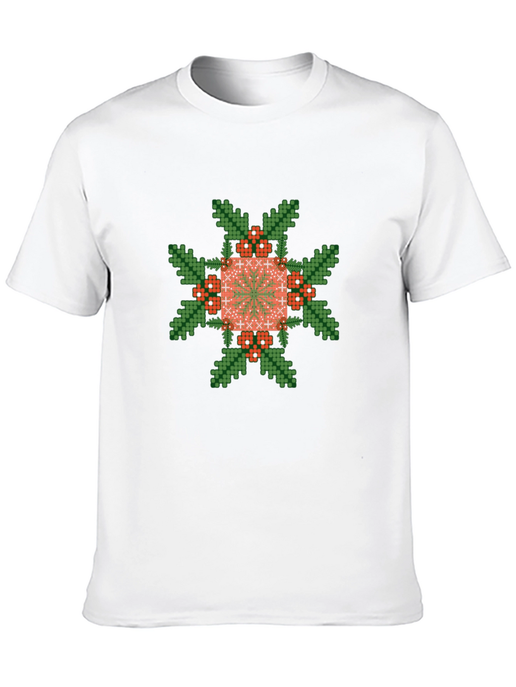 Pixelated Floral Graphic Tee - Black Cotton
