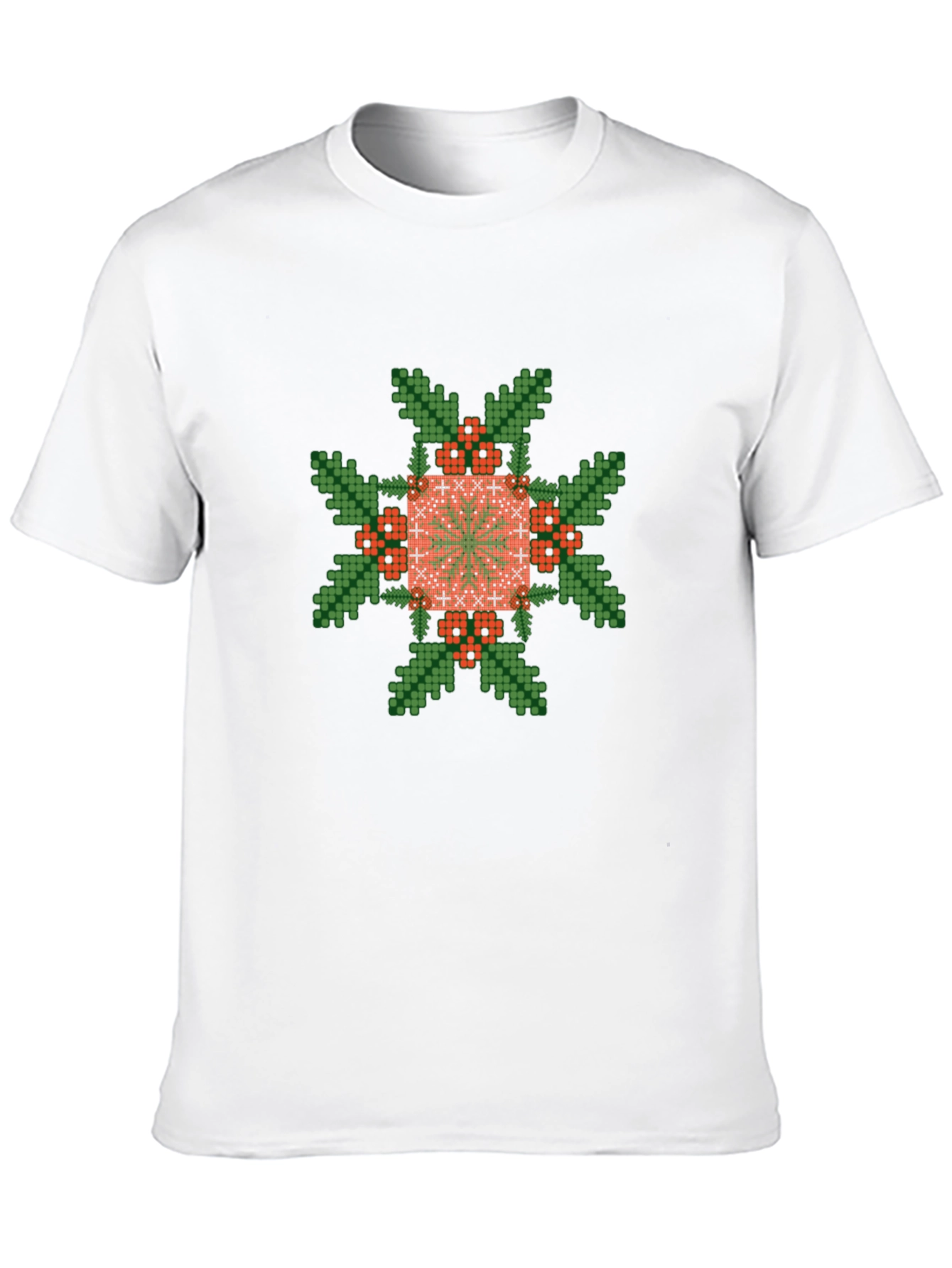 Pixelated Floral Graphic Tee - Black Cotton