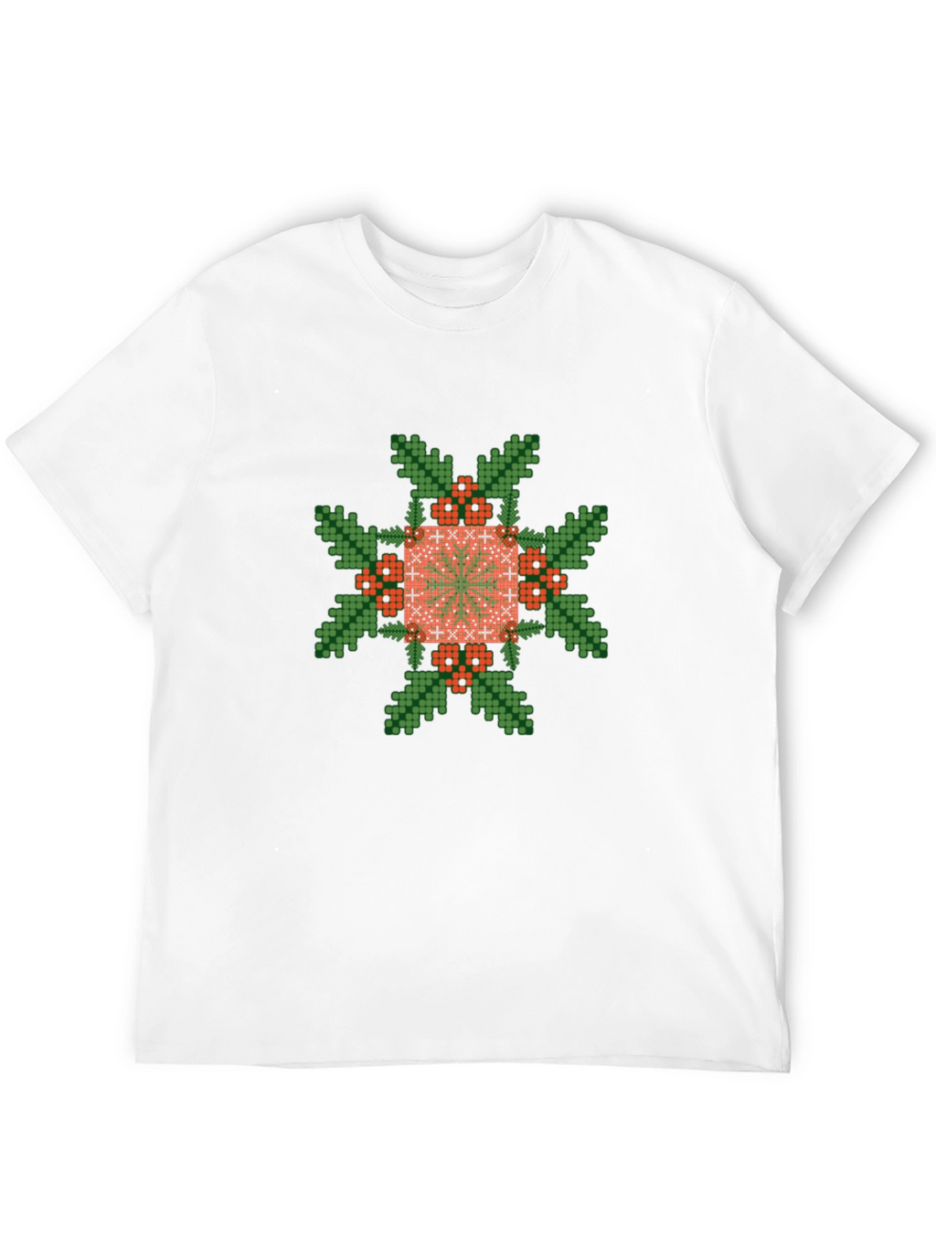 Pixelated Floral Graphic Tee - Black Cotton