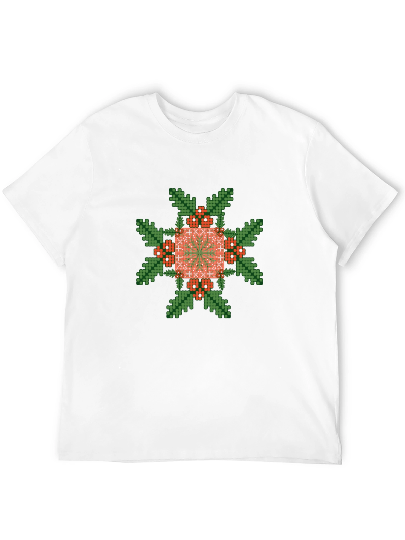 Pixelated Floral Graphic Tee - Black Cotton