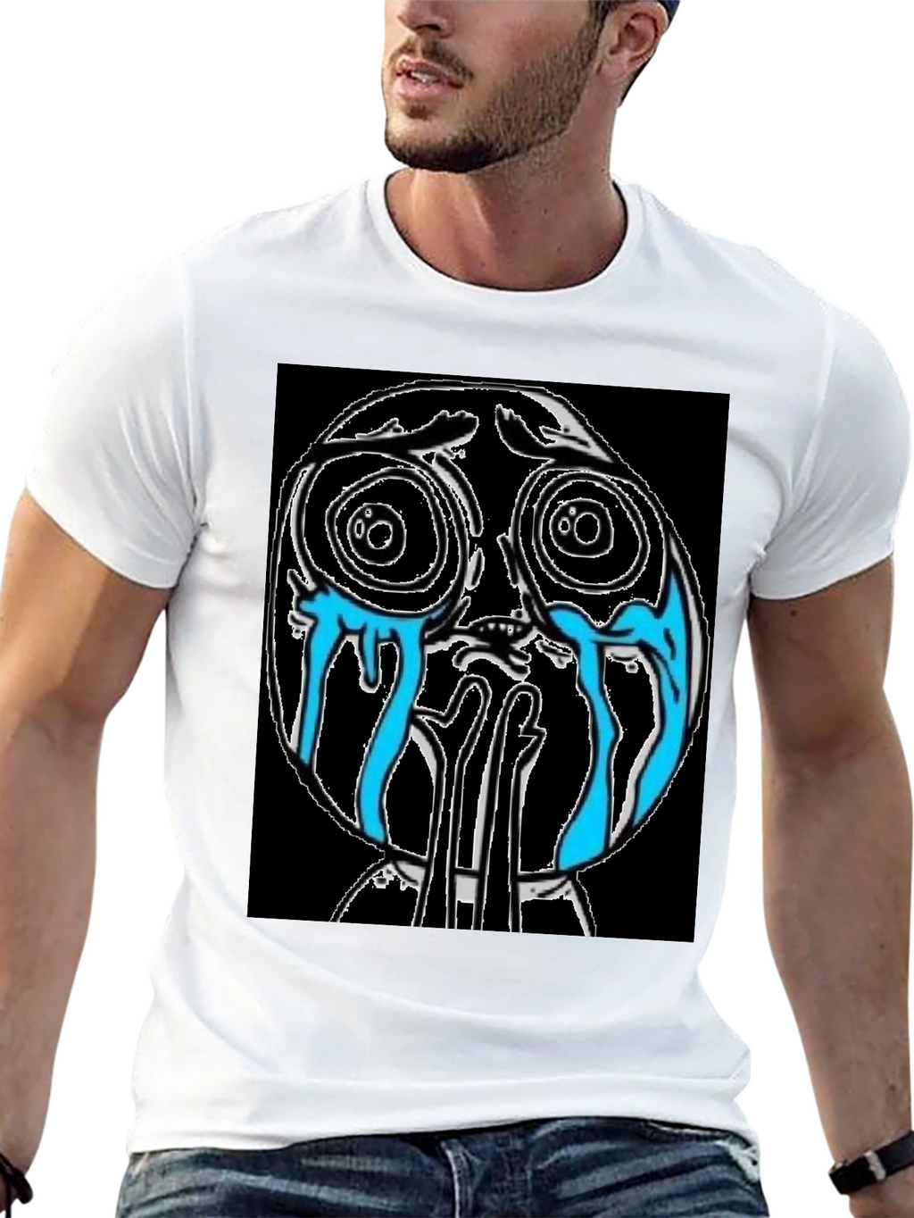 Crying Cartoon Character Graphic Tee